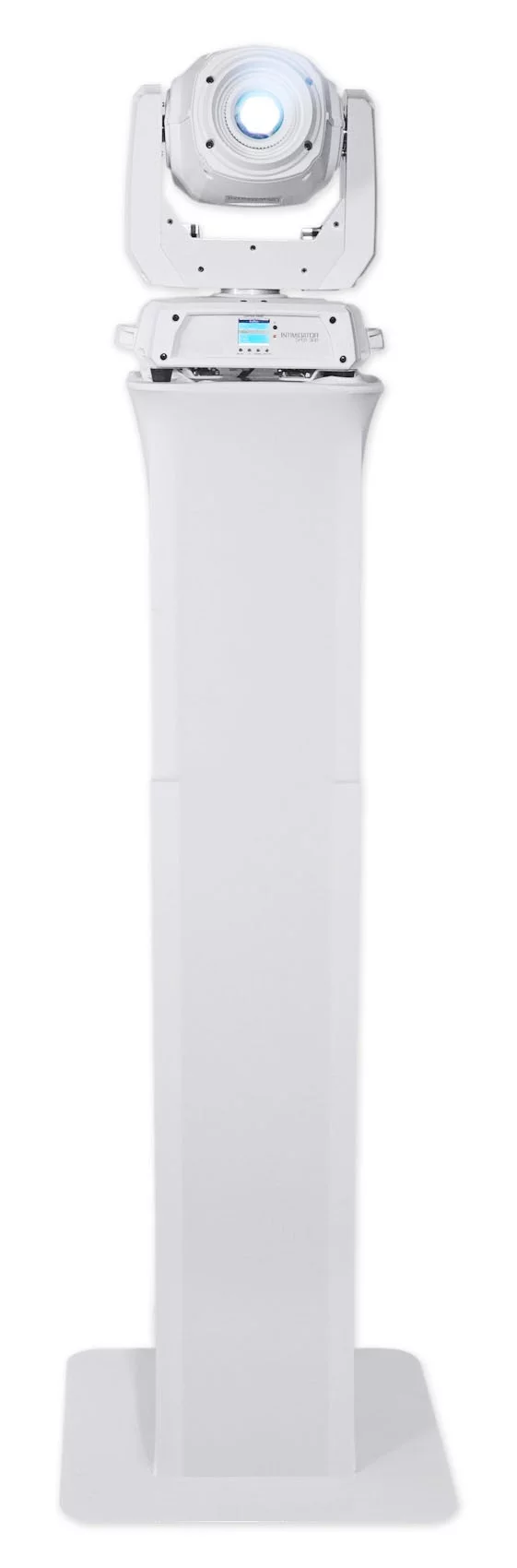 2) Rockville Totem Moving Head Light Stands+Black+White Scrims+Facade+Lights