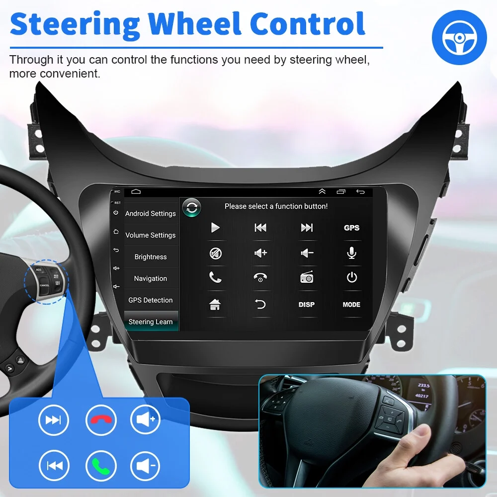 Podofo 2+64G for Hyundai Elantra 2012-2013 Wireless Carplay Android Auto 9'' Car Stereo Radio Android 13 HD 1080P WIFI GPS FM Bluetooth,with AHD Backup Camera