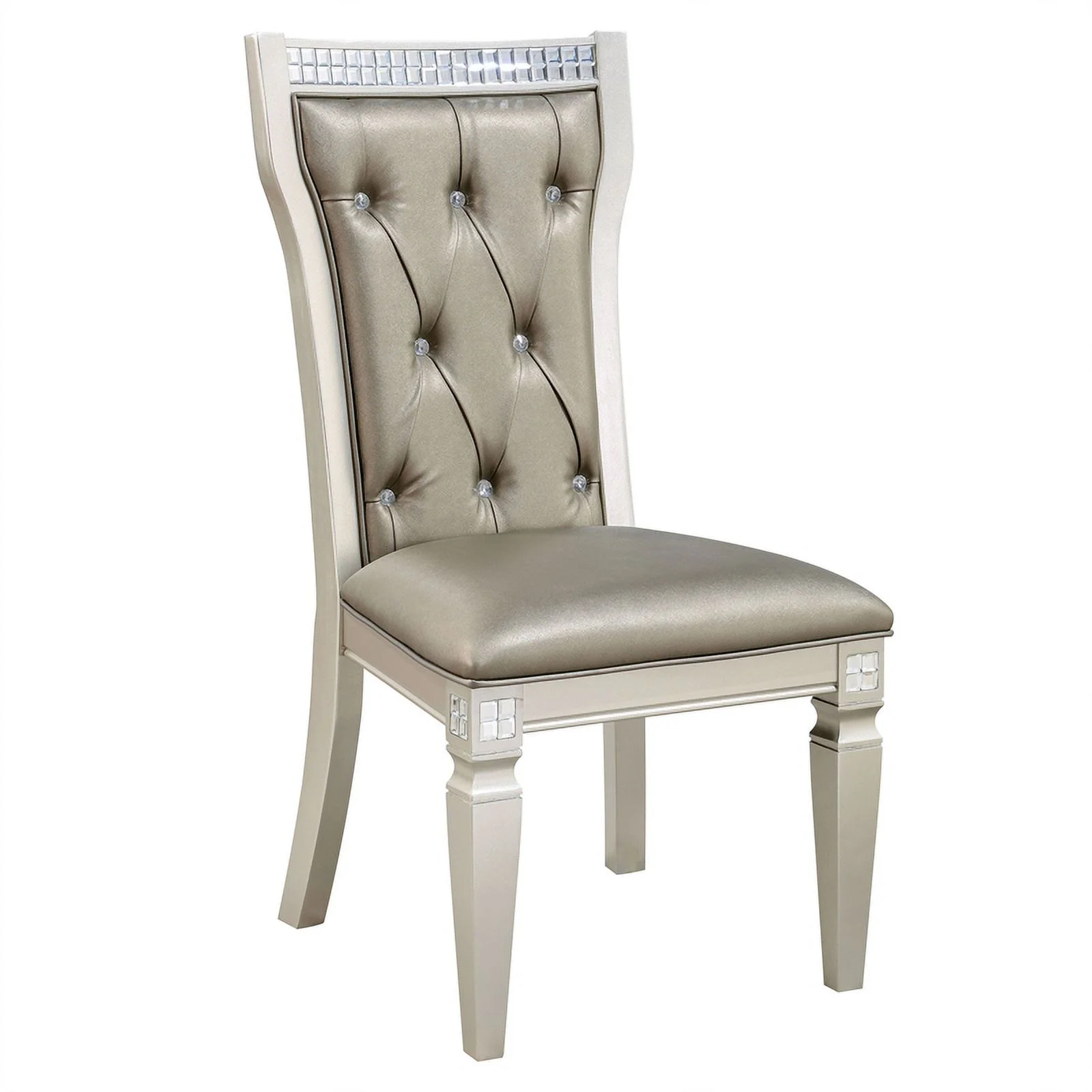 Furniture of America Melaj Wood 7pc Round Dining Table Set in Champagne Gold