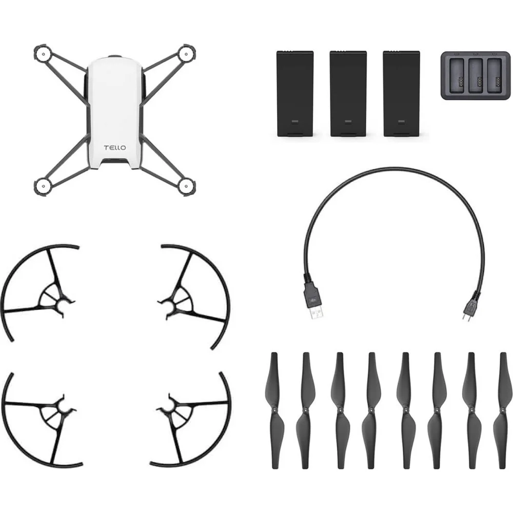 Open Box DJI Ryze Tech Tello Boost Combo - Mini Drone with 5MP Camera, RC Quadcopter with 720p HD Video, 13min Flight Time, White