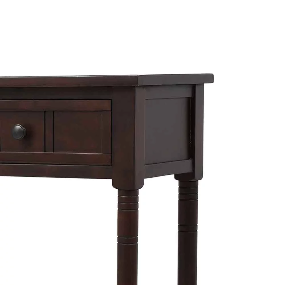 Traditional Design Wood Console Table with Bottom Open Shelf and 2 Drawers