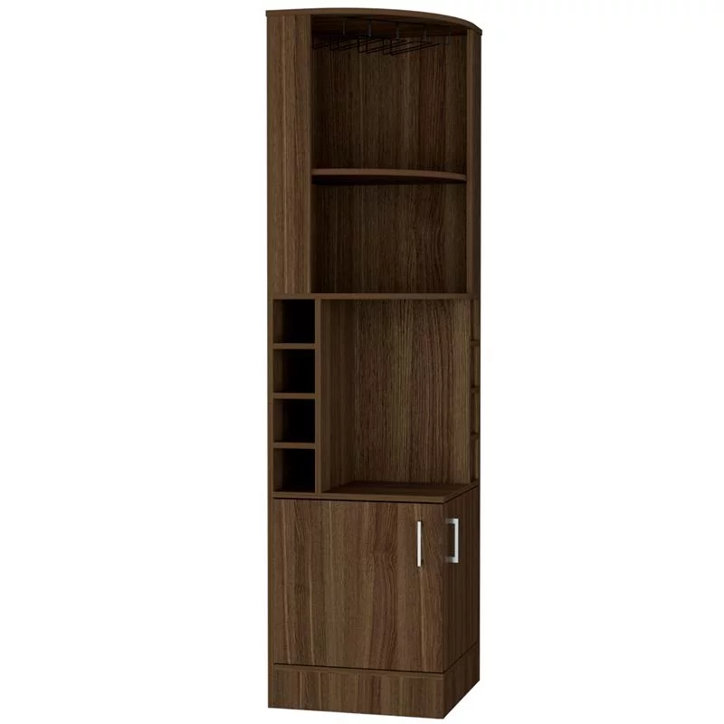 Bowery Hill Corner Bar and Wine Cabinet in Weathered Oak