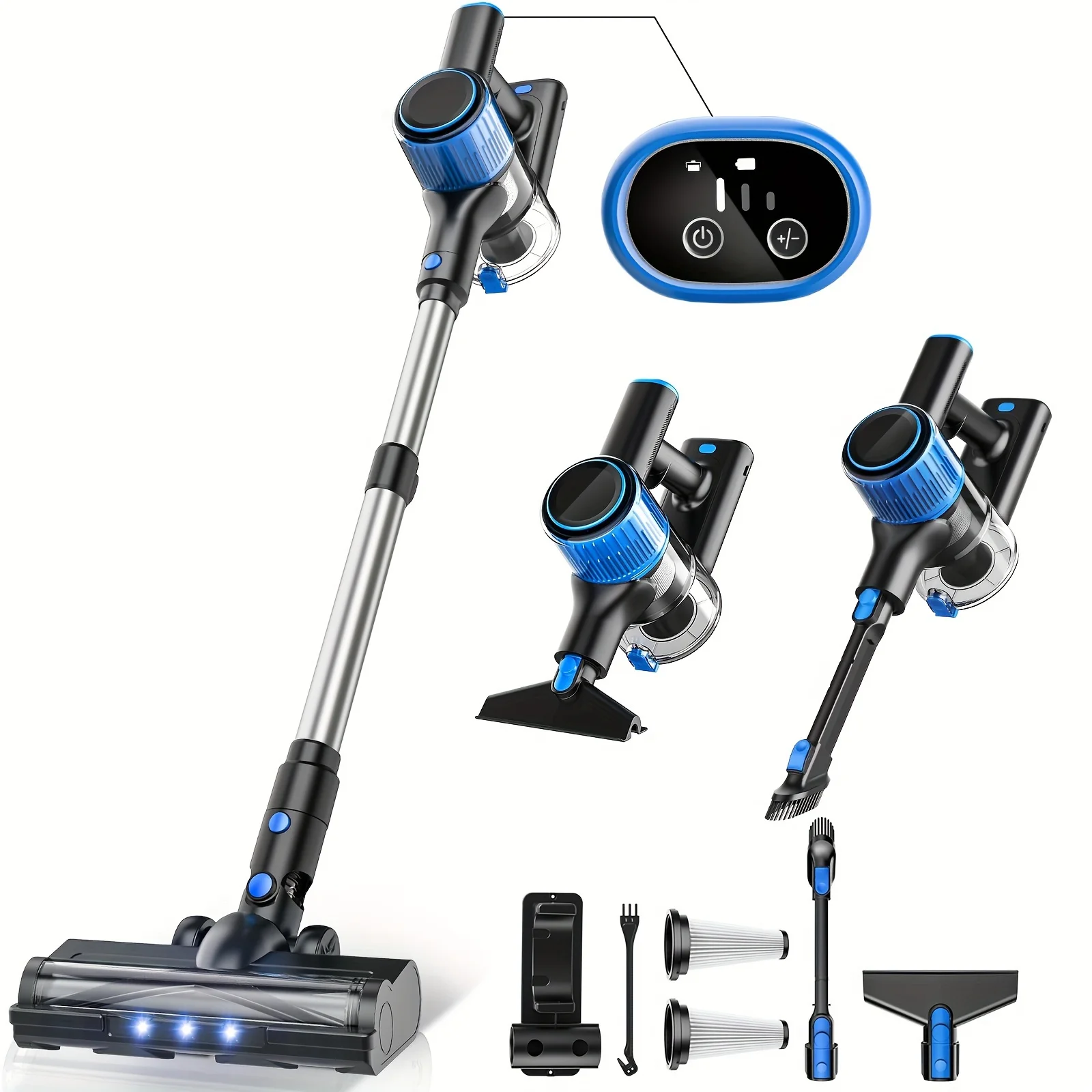 RHYFJJUI2 1pc, Cordless Vacuum Cleaner, 6 In 1 Lightweight Stick Vacuum With 3 Power Modes, LED Display, Powerful Suction, Rechargeable, Lightweight, And Versatile For Carpet, Hard Floor, Pet Hair