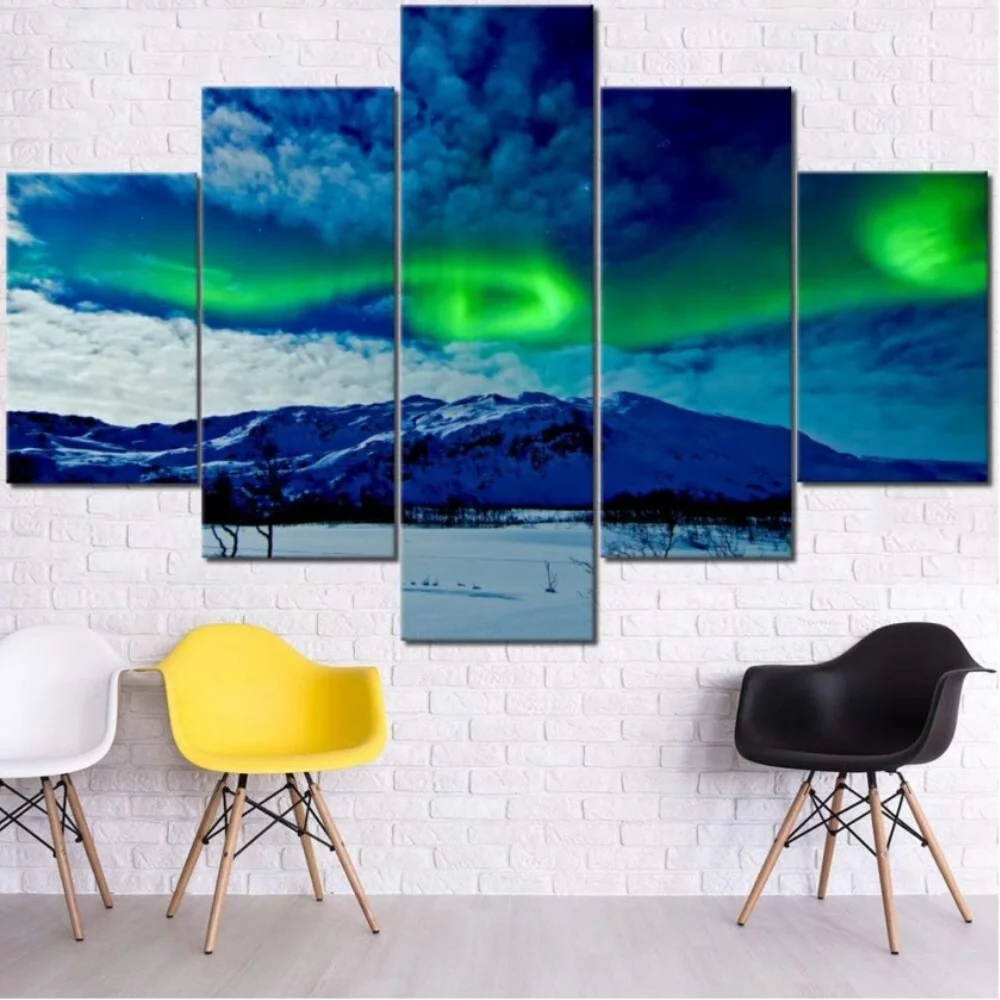 TISHIRON 5PCS Framed Landscape Theme Canvas Wall Art Set,60