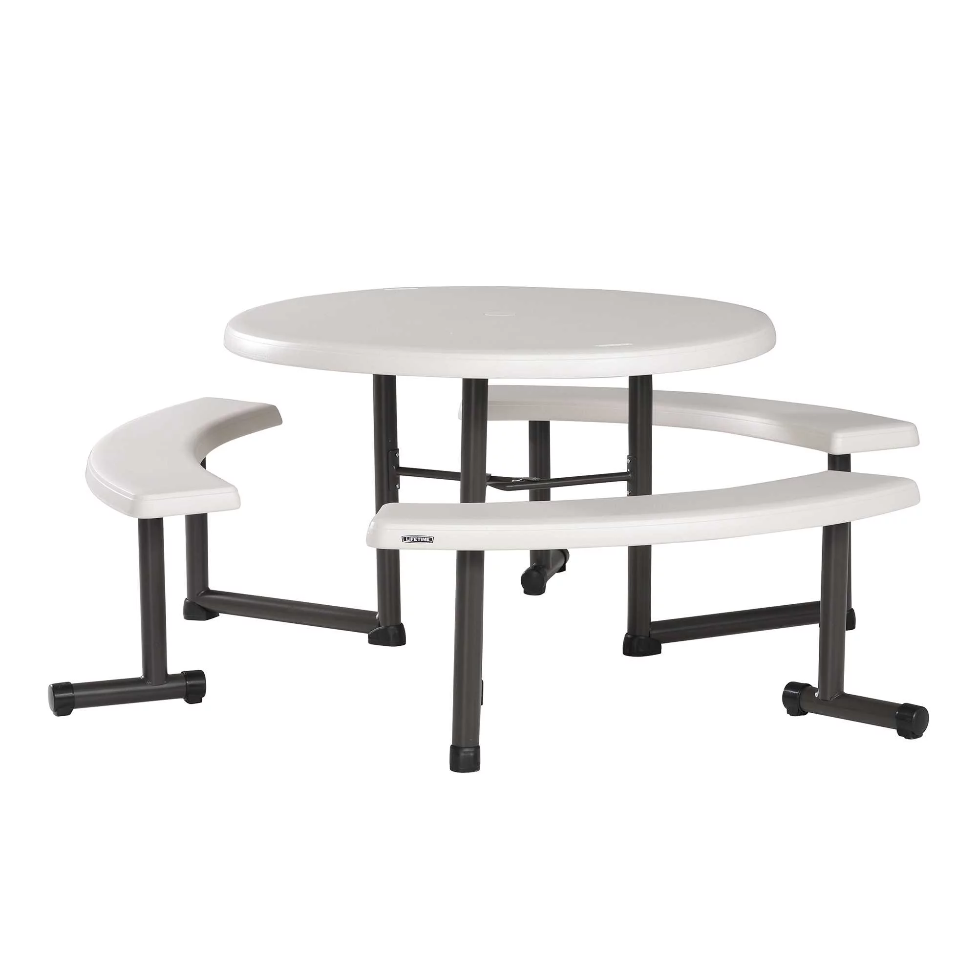 Lifetime Plastic Round Picnic Table, Almond 260205