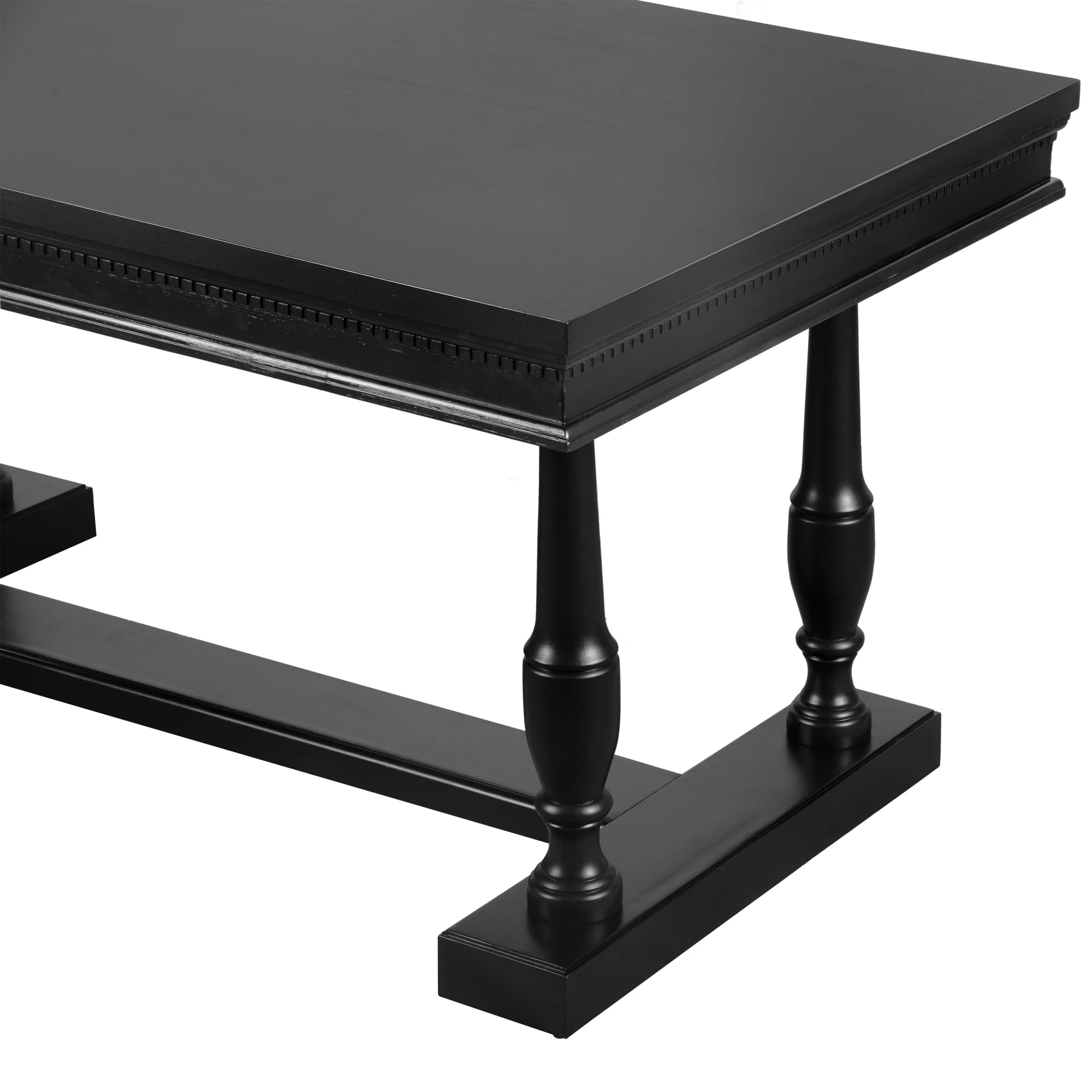 -Piece Dining Table Set with 4 Trestle Base and 6 Upholstered Chairs, Black