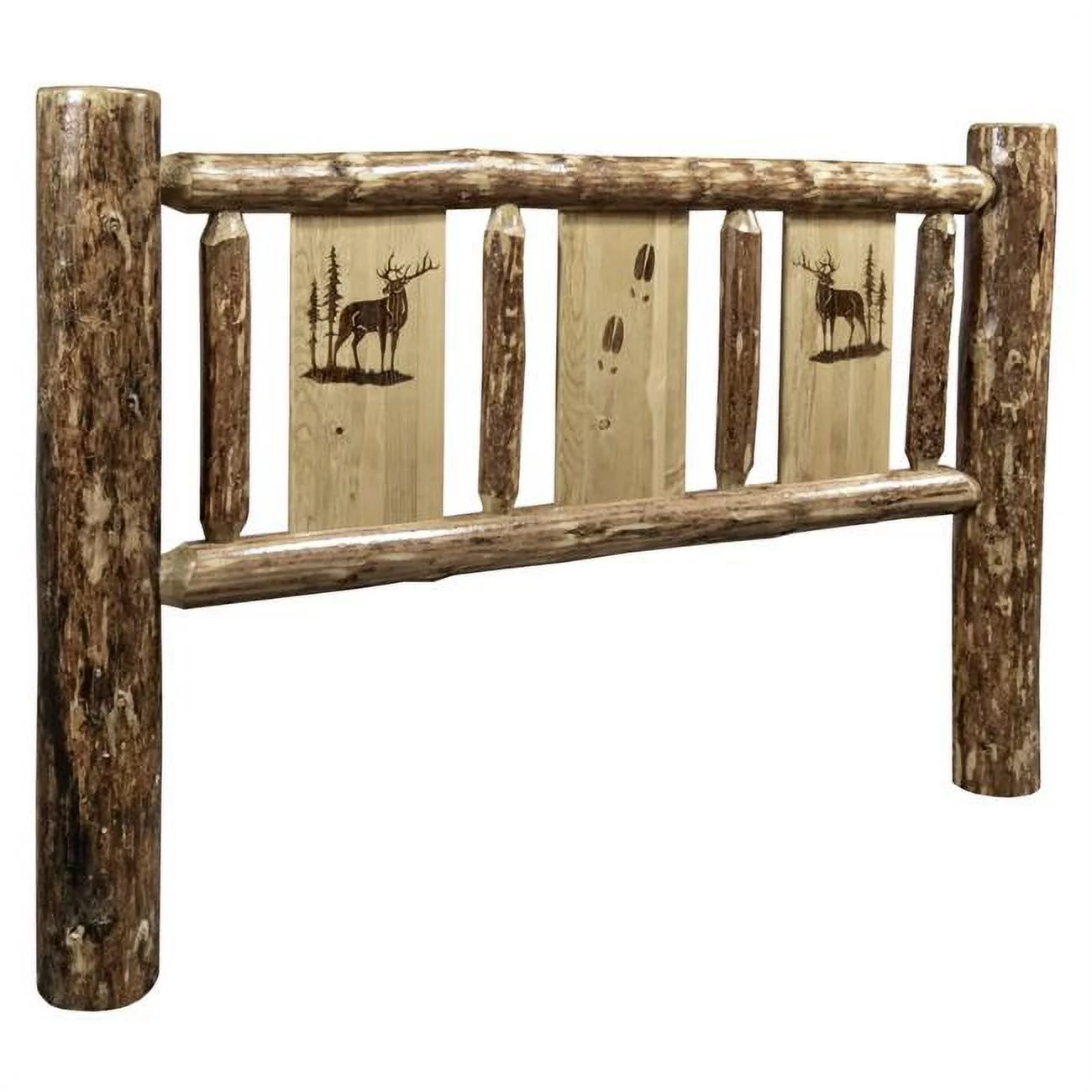 Montana Woodworks  Glacier Country Collection Headboard with Laser Engraved Elk Design - California King Size