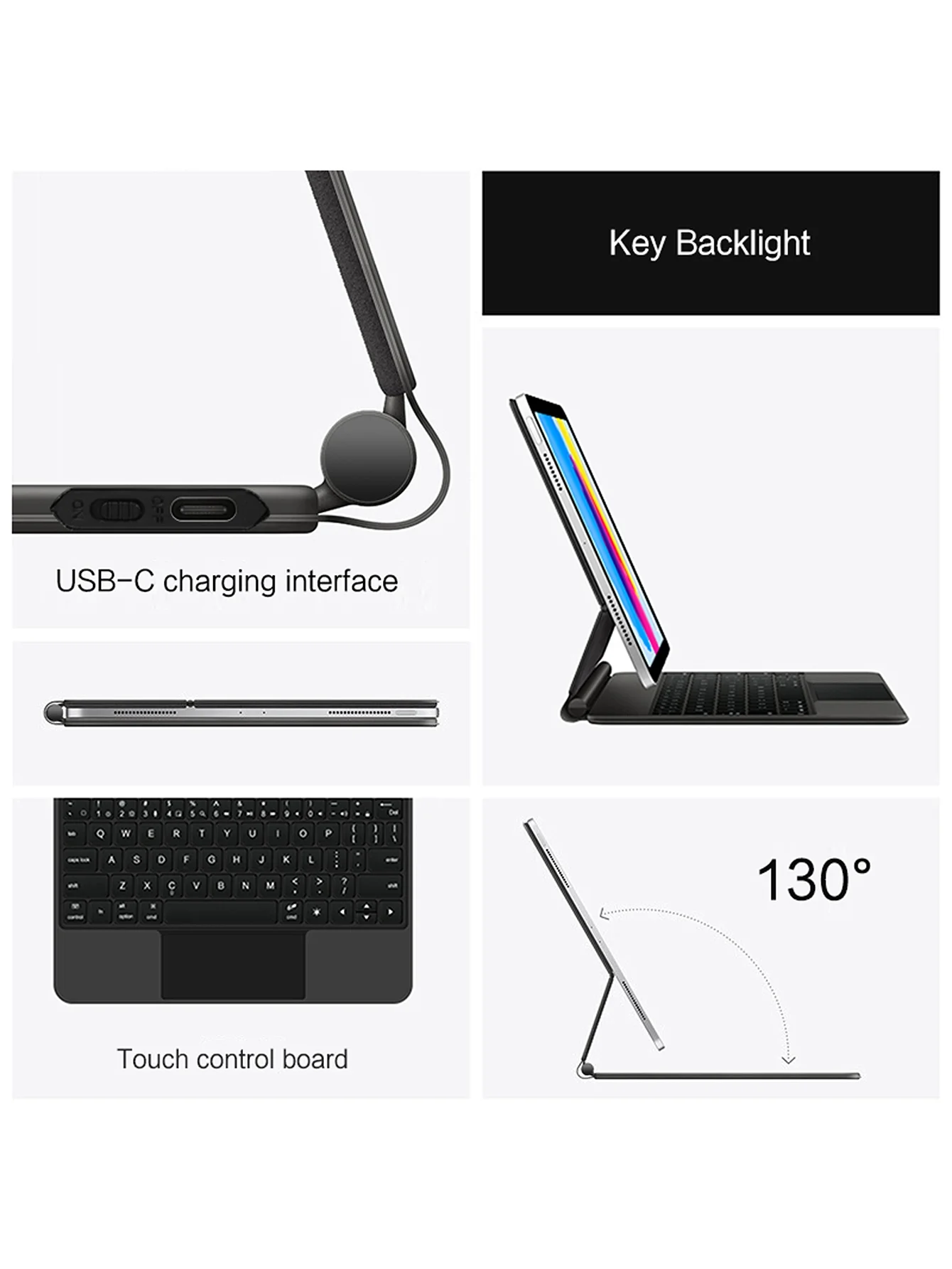 Backlight Magic Keyboard For iPad 10th Generation 10.9 inch 2022 2023 Smart Keyboards Case for ipad10 Cover Tablet Magnetic Trackpad Black