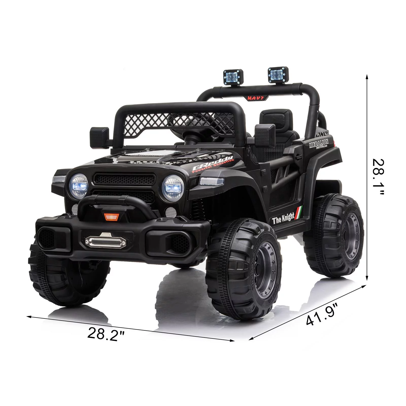 UBesGoo 12V Kids Battery Powered Electric Truck Ride-On Car with RC, Headlights, Music - Black