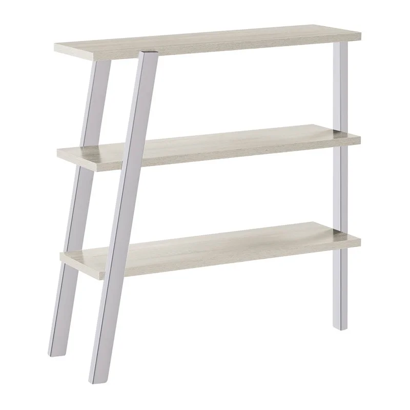 Pemberly Row Modern / Contemporary 3 Shelf Bookshelf in White Ash
