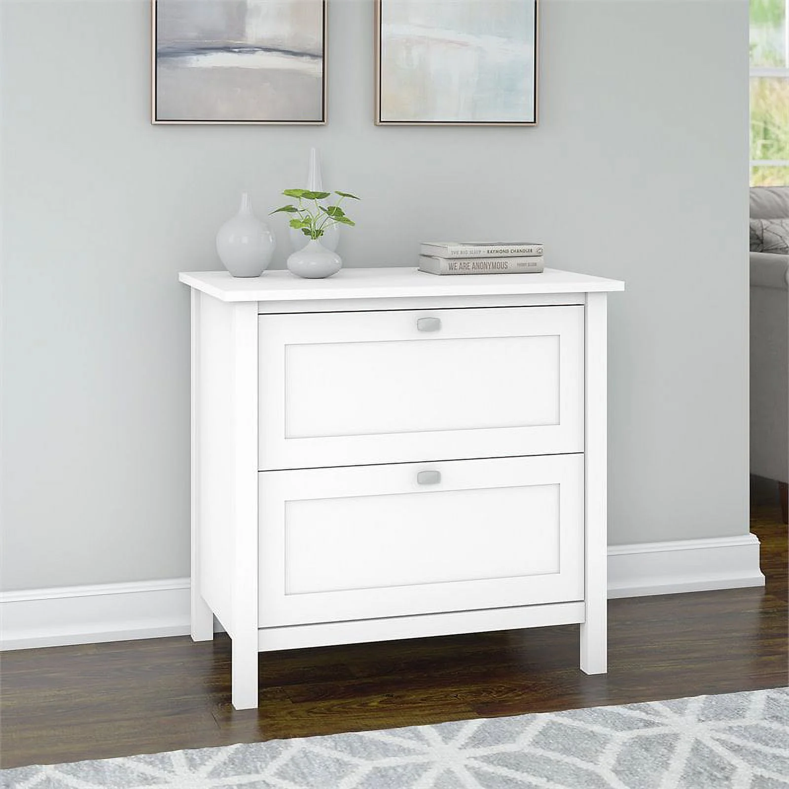 Home Square 2 Drawer Filing Cabinet Set in Pure White (Set of 2)