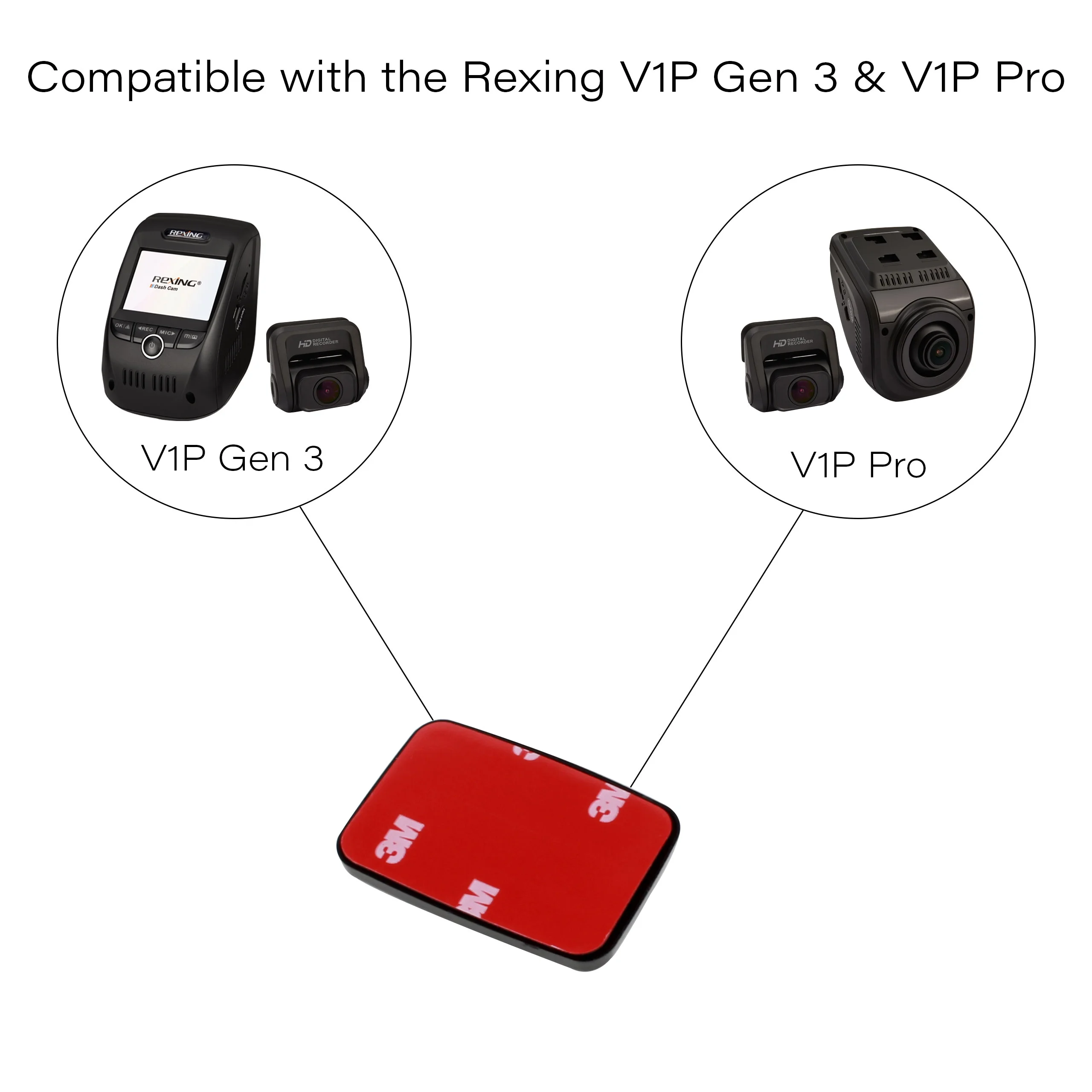 Adhesive Mounts for Rexing V1P 3rd Gen, V1P Pro, V1 Max, V1P Max Dash Cam