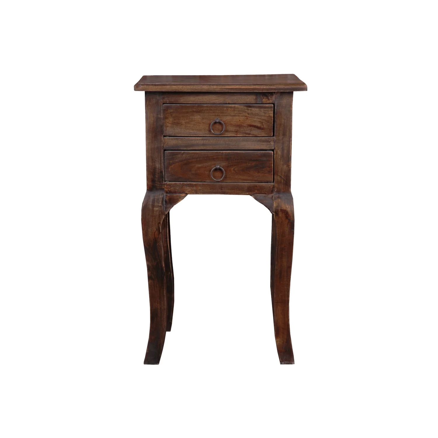 HomeStock Side End Table , Antique Iron Brown Solid Wood , Fully Assembled