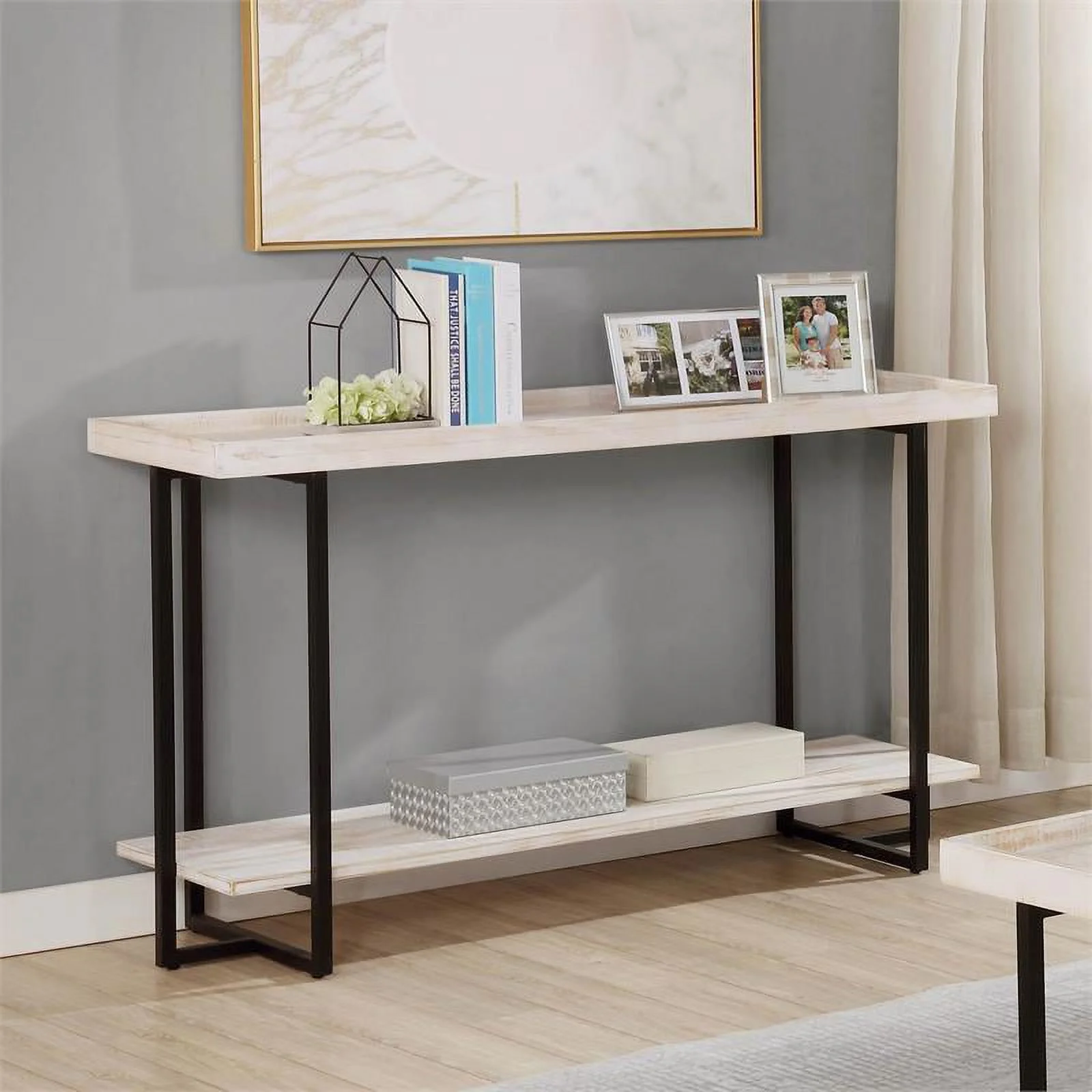 Furniture of America Humere Wood 1-Shelf Console Table in Antique White