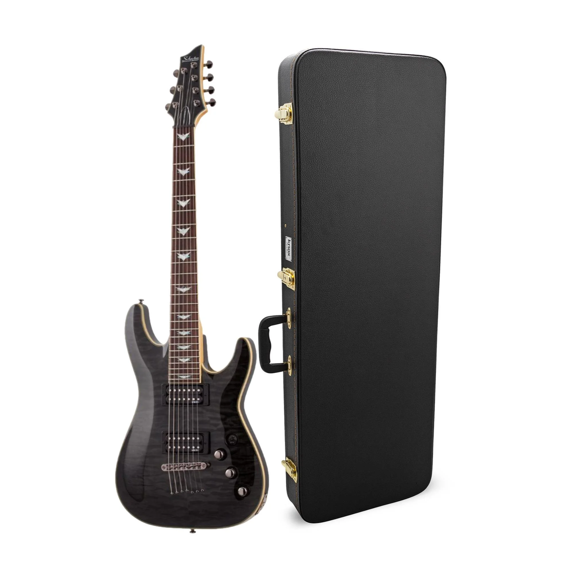 Schecter Omen Extreme-7 Electric Guitar (Right-Hand, See-Thru Black) with Hardshell Carrying Case