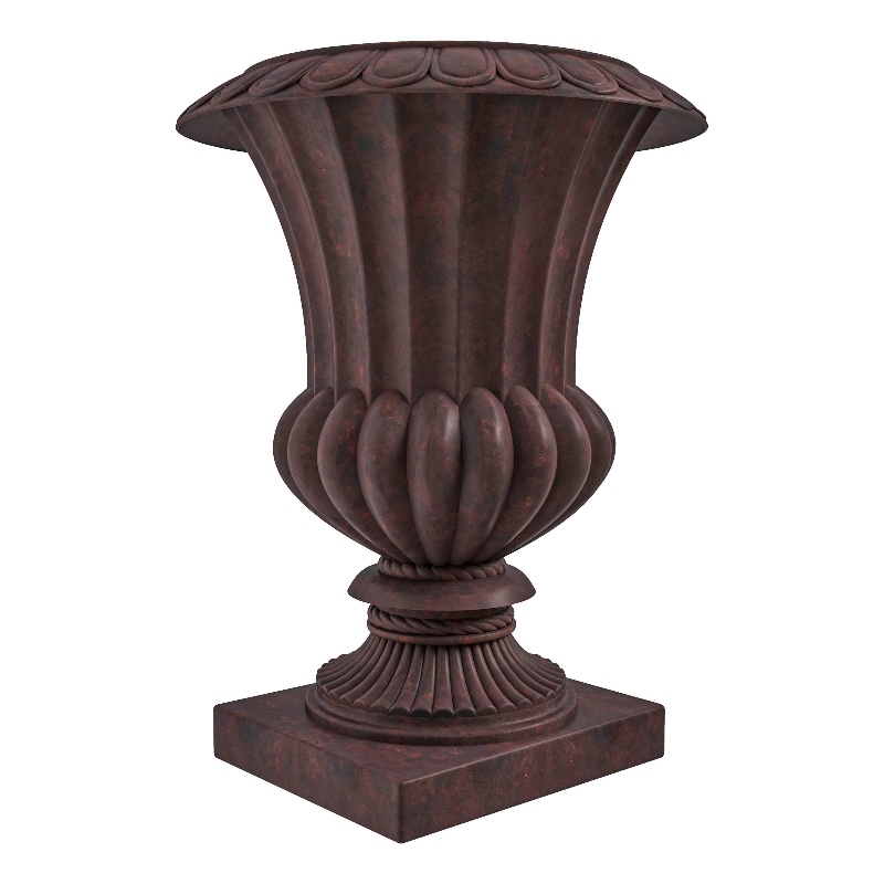 LeisureMod Lotus Modern Urn Planter in Fiberglass and Clay Brown