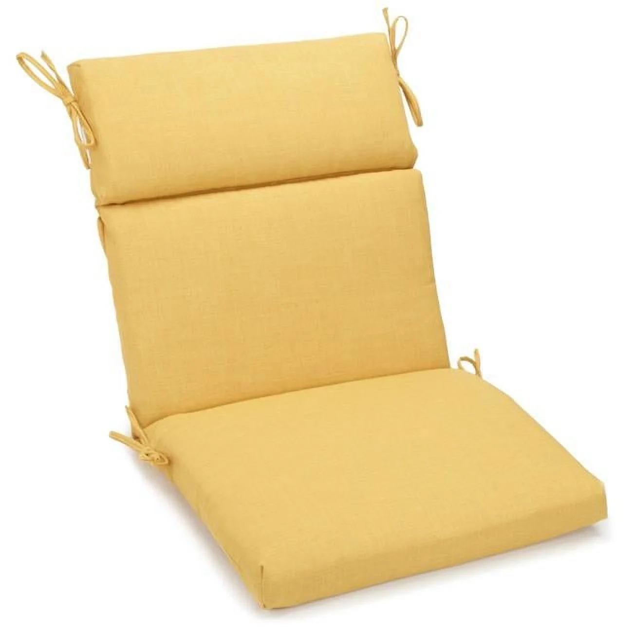 22 x 45 in. Spun Polyester Solid Outdoor Squared Seat & Back Chair Cushion, Lemon
