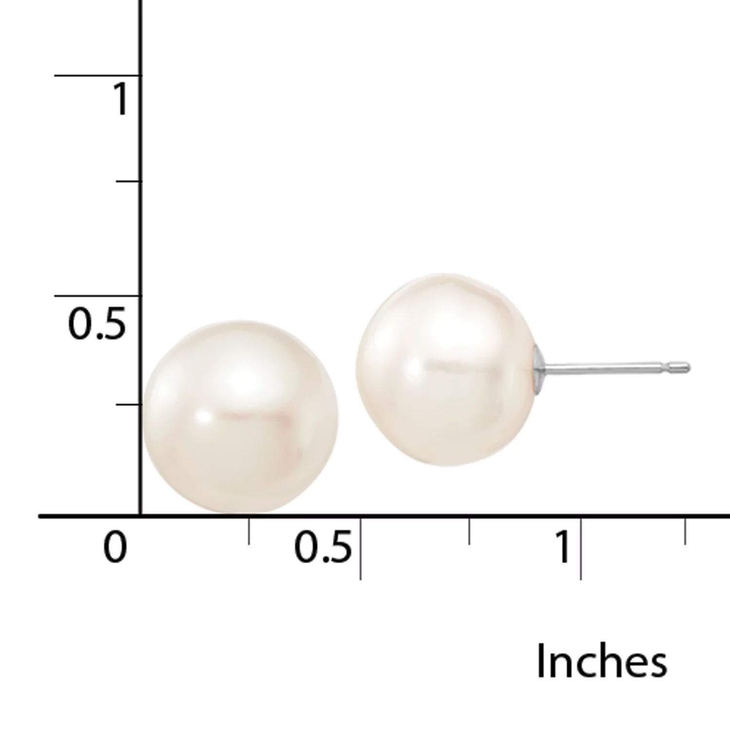Primal Gold 14 Karat White Gold 11-12mm White Button Freshwater Cultured Pearl Stud Post Earrings