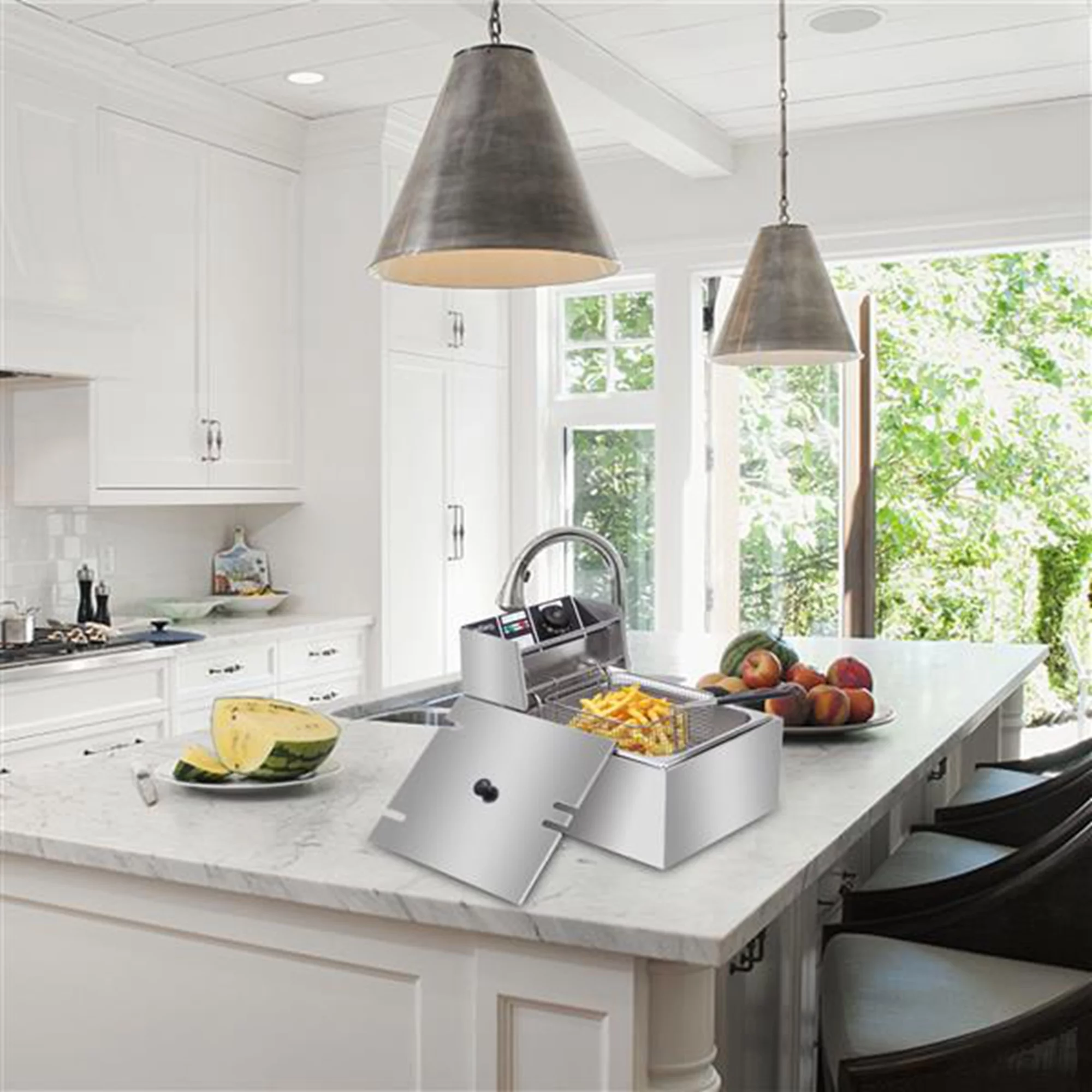 YOSHIKO 2500W 110V 6.3QT/6L  Tanks Electric Deep Fryer With  Basket