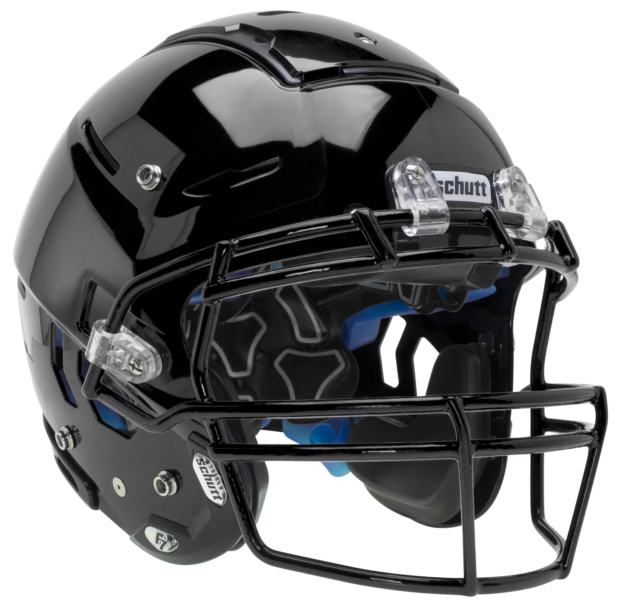 Schutt F7 LX1 Youth Football Helmet w/ attached Carbon Steel Facemask (M, Black, Black ROPO-NB)
