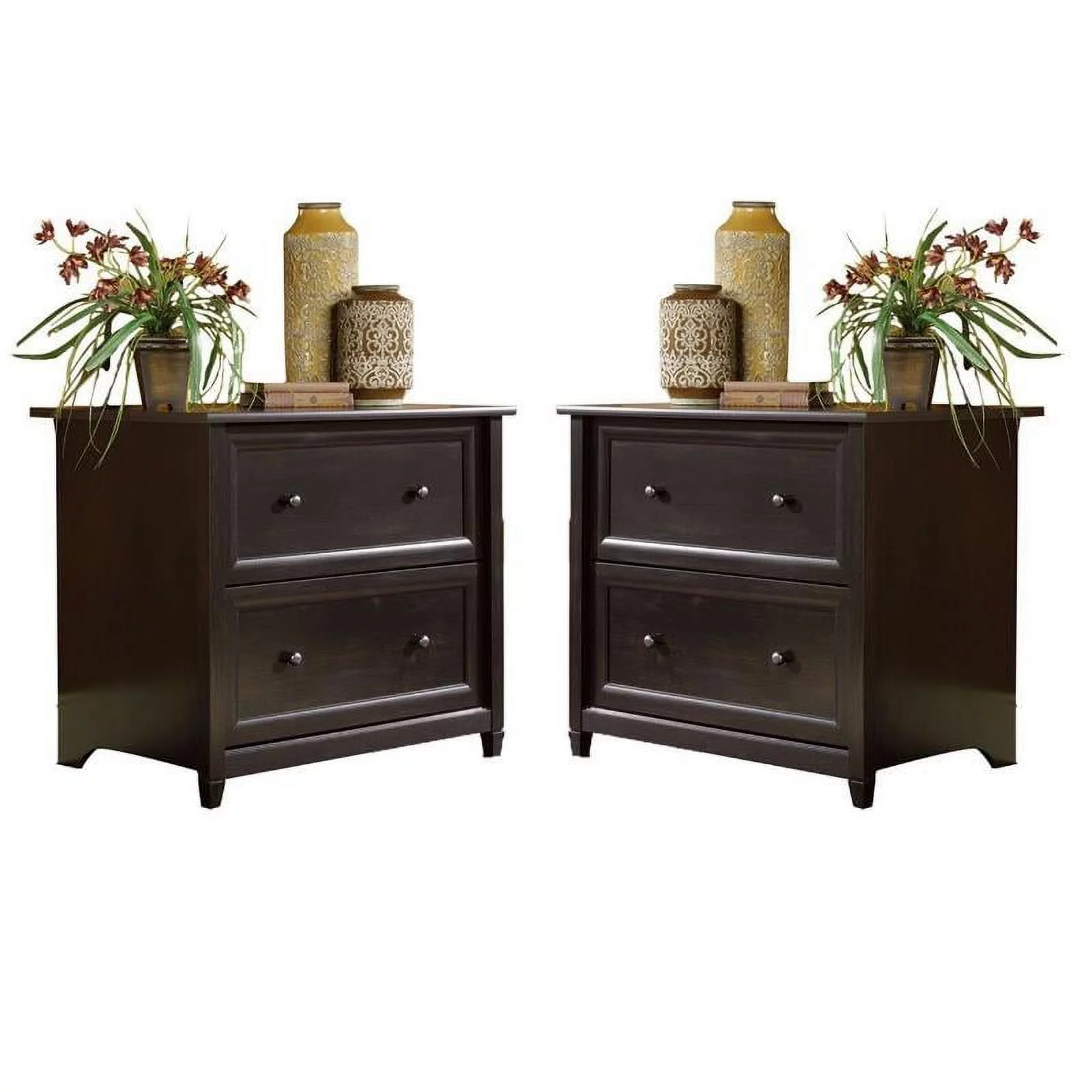 Home Square 2 Piece Engineered Wood Filing Cabinet Set with 2 Drawer in Black