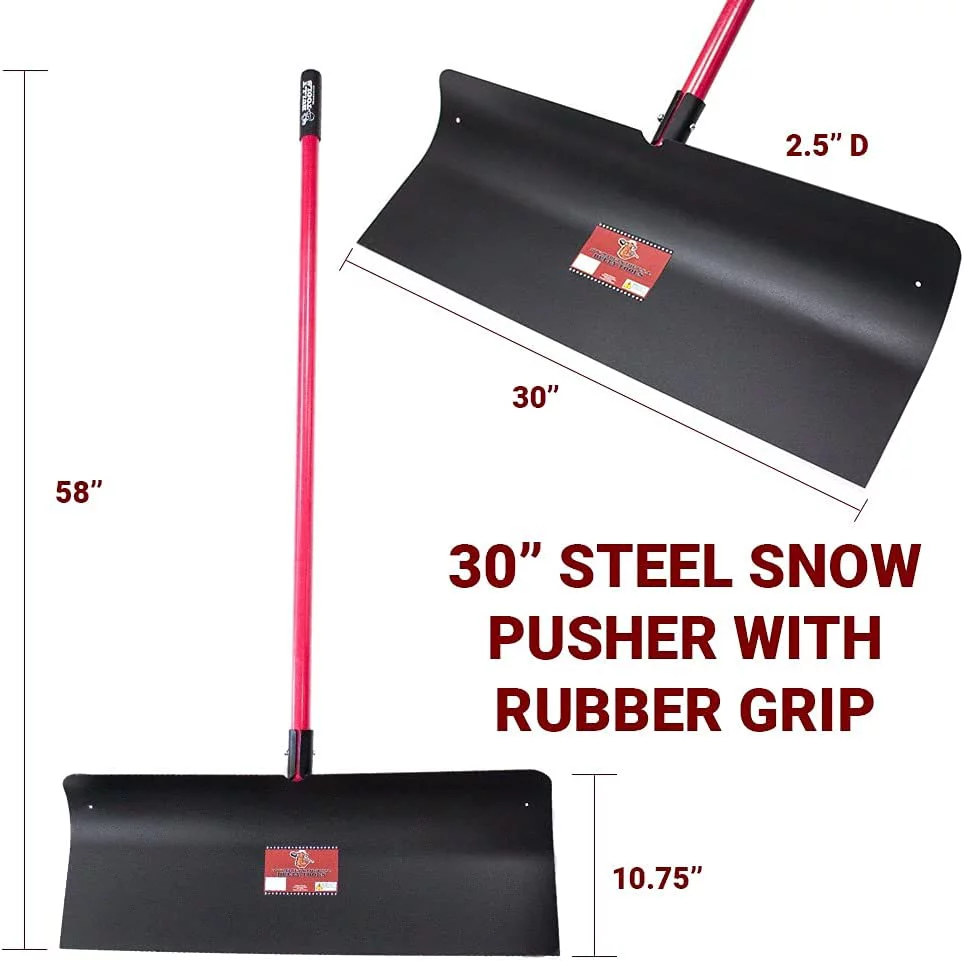 Bully Tools 92818 Steel Snow Pusher with Fiberglass Long Handle, 30