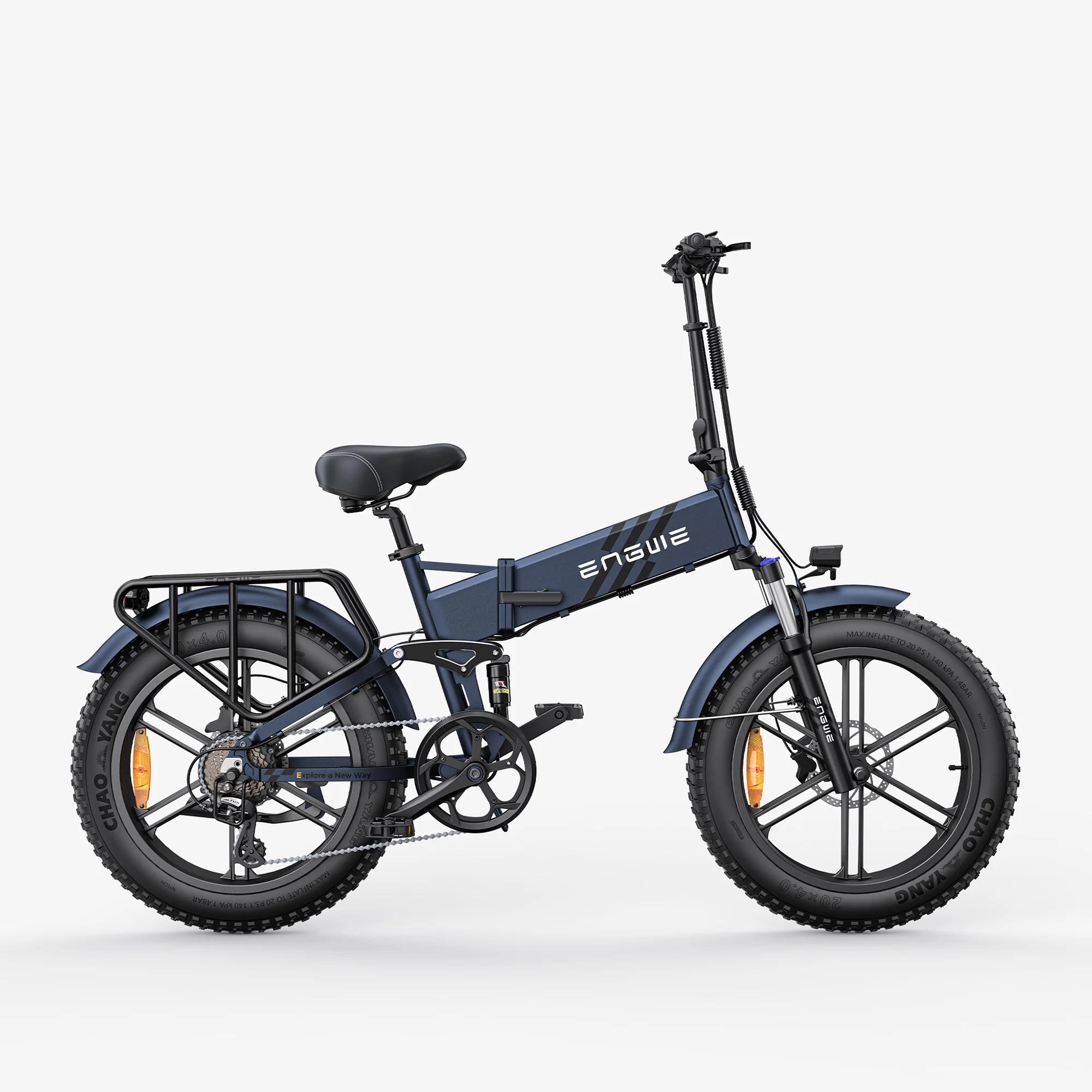 ENGWE Engine Pro 2.0 1200W Peak Power Folding Electric Bike for Adults, 75N.m ,Torque Sensor 4.0 * 20” Fat Tire 52V 16AH Battery, Up to 28MPH, Full Suspension All Terrain，Blue