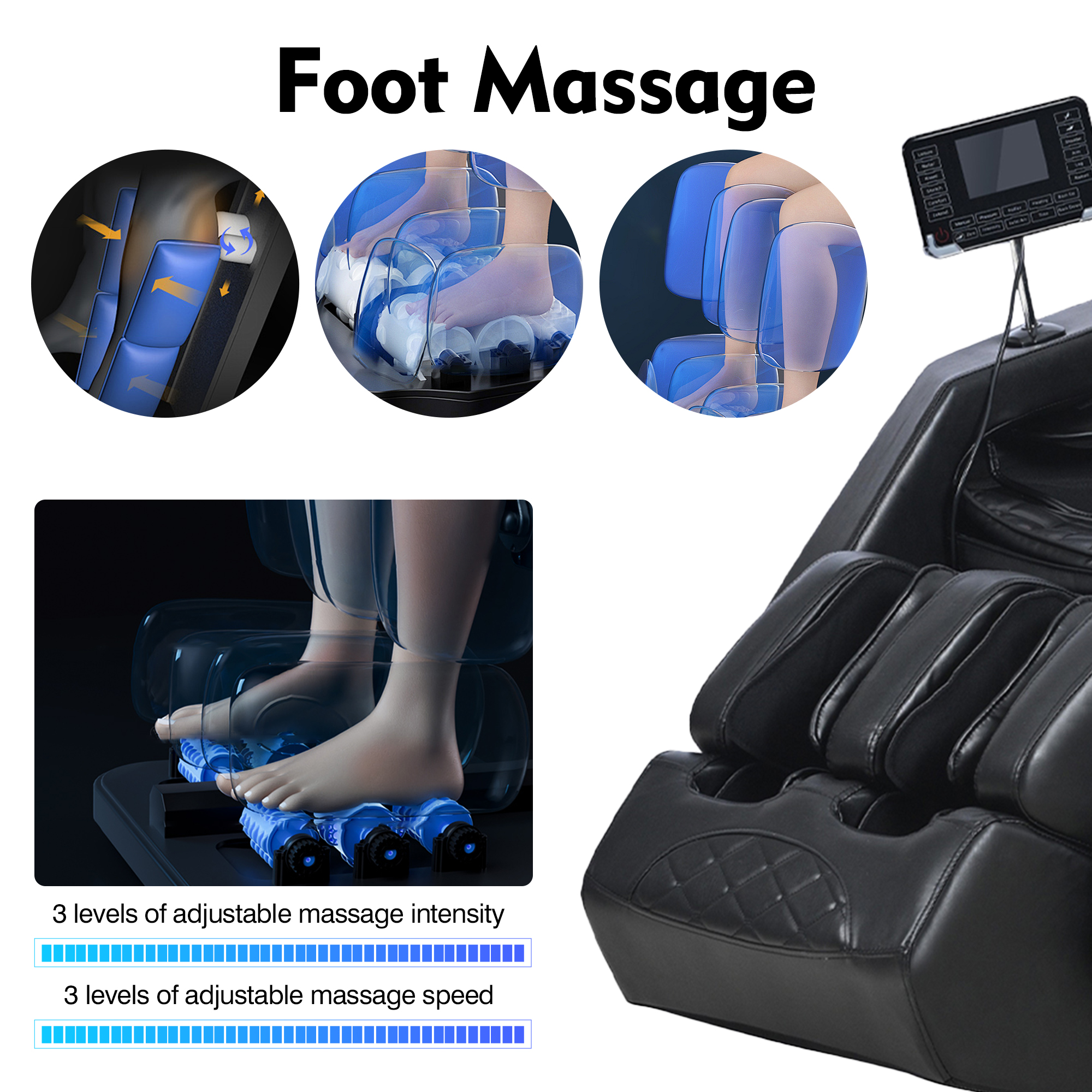 KOLLECKTIV Massage Chair Full Body Zero Gravity 4D SL Track Yoga Stretching, AI Voice, Black