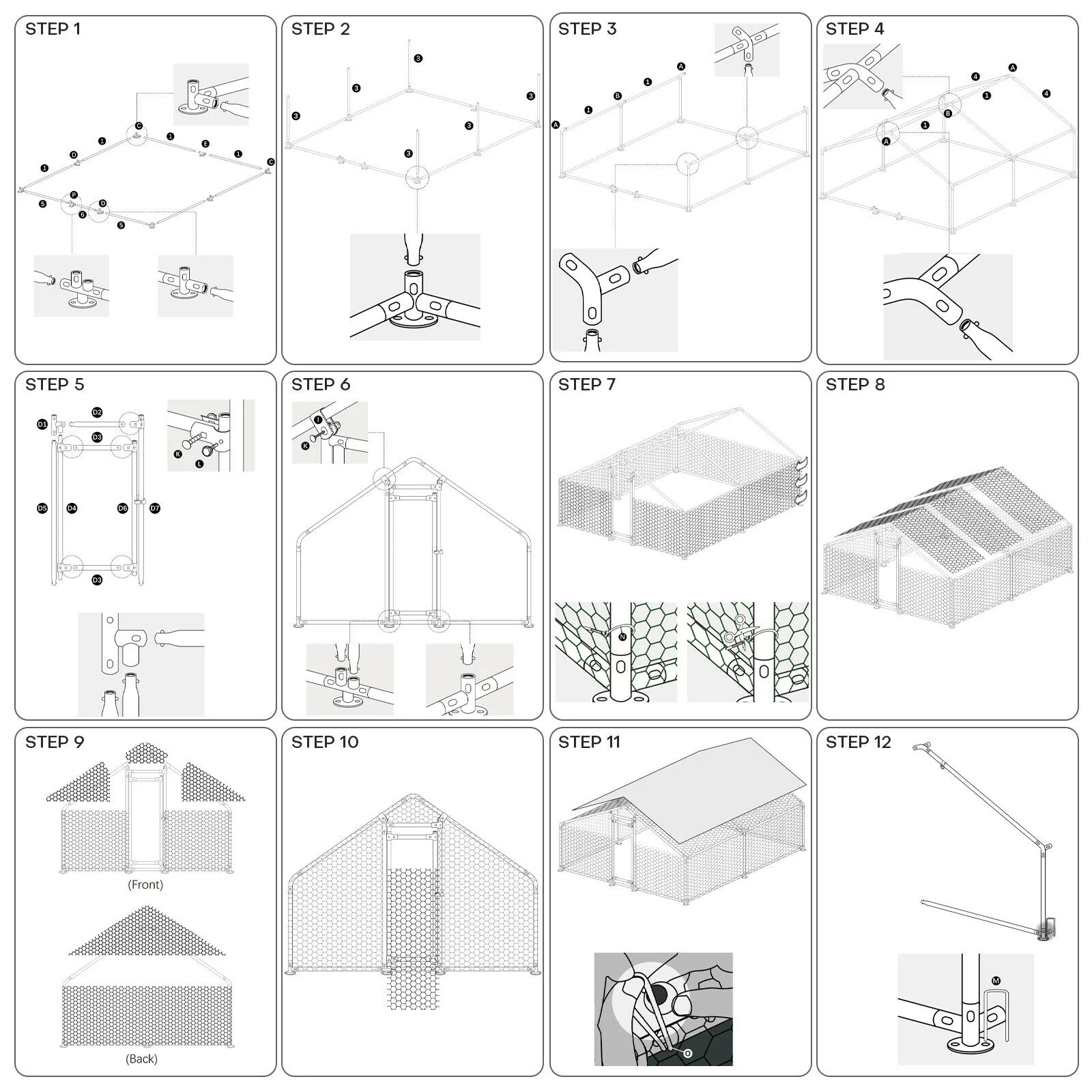 Large Walk in Chicken Run Coop Hen House Enclosure Backyard Poultry Cage Cover 20'x10'
