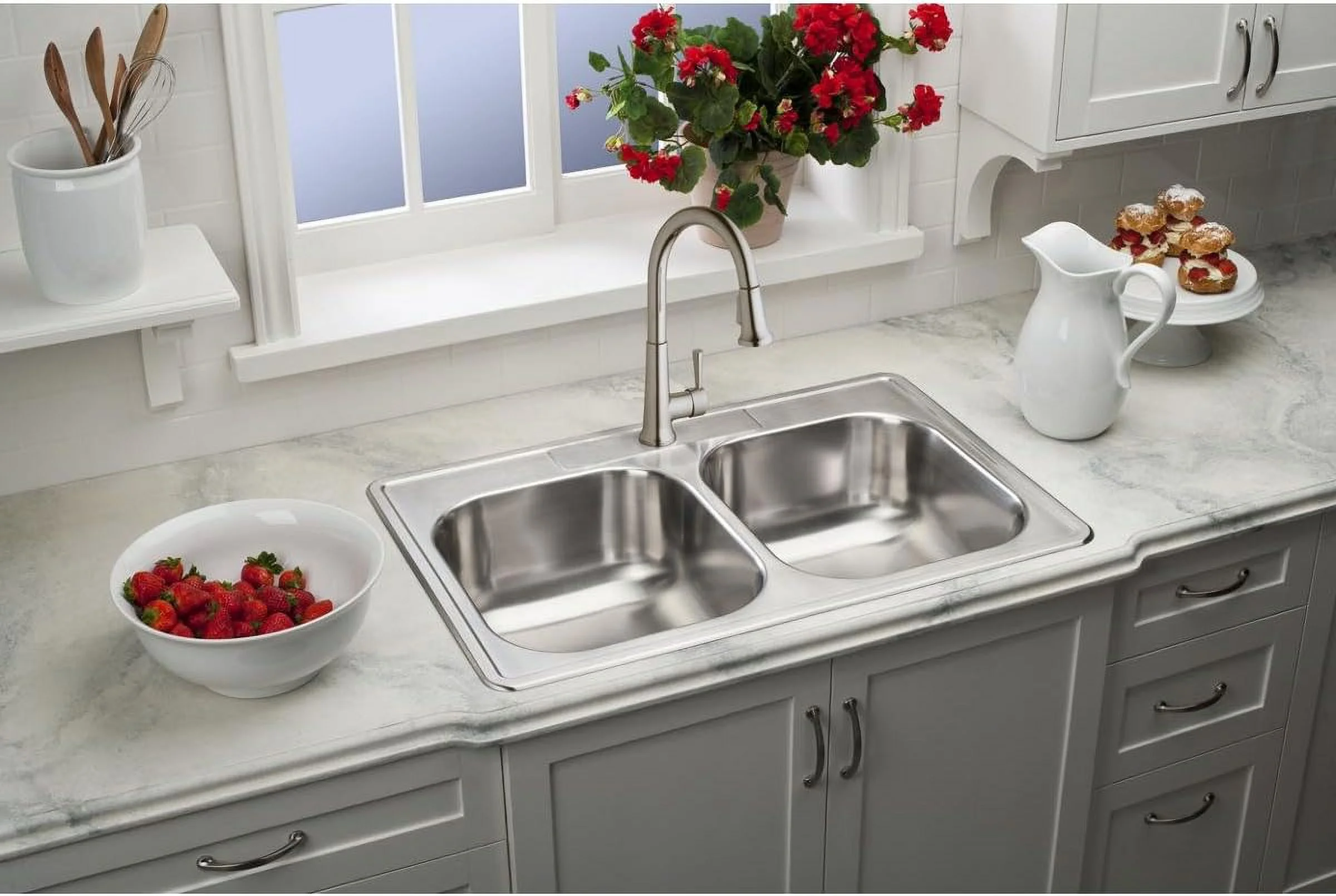 DSE233221 Dayton Equal Double Bowl Drop-In Stainless Steel Sink