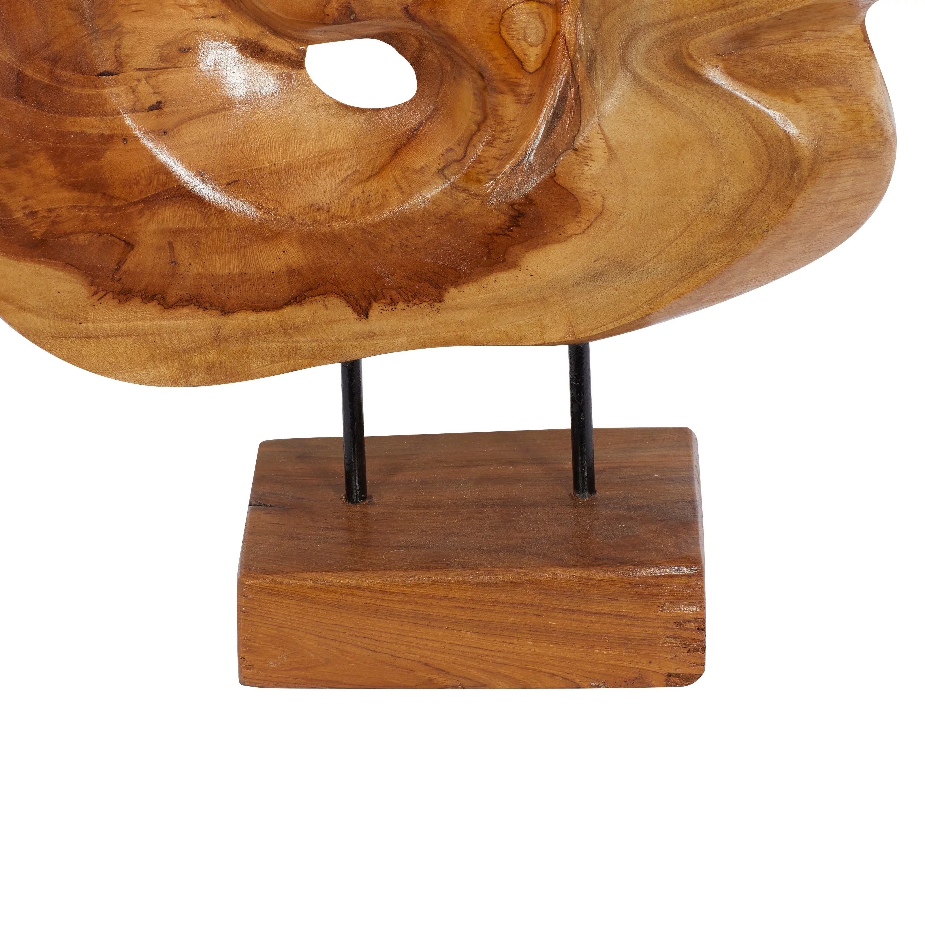 Studio 350 Brown Teak Wood Handmade Live Edge Abstract Sculpture - 16 x 5 x 19
