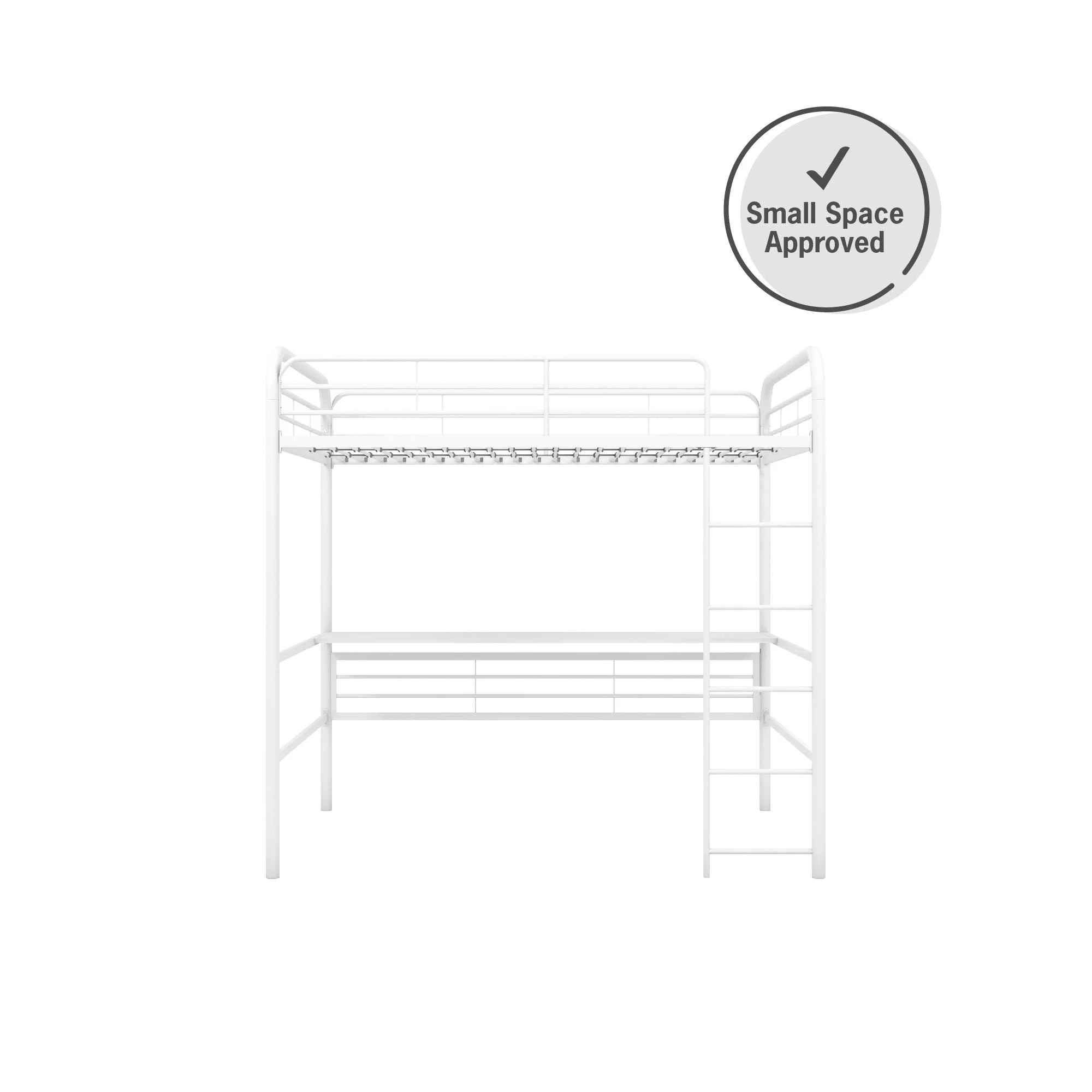 DHP Shawn Full Metal Loft Bed with Desk, Off White/Off White
