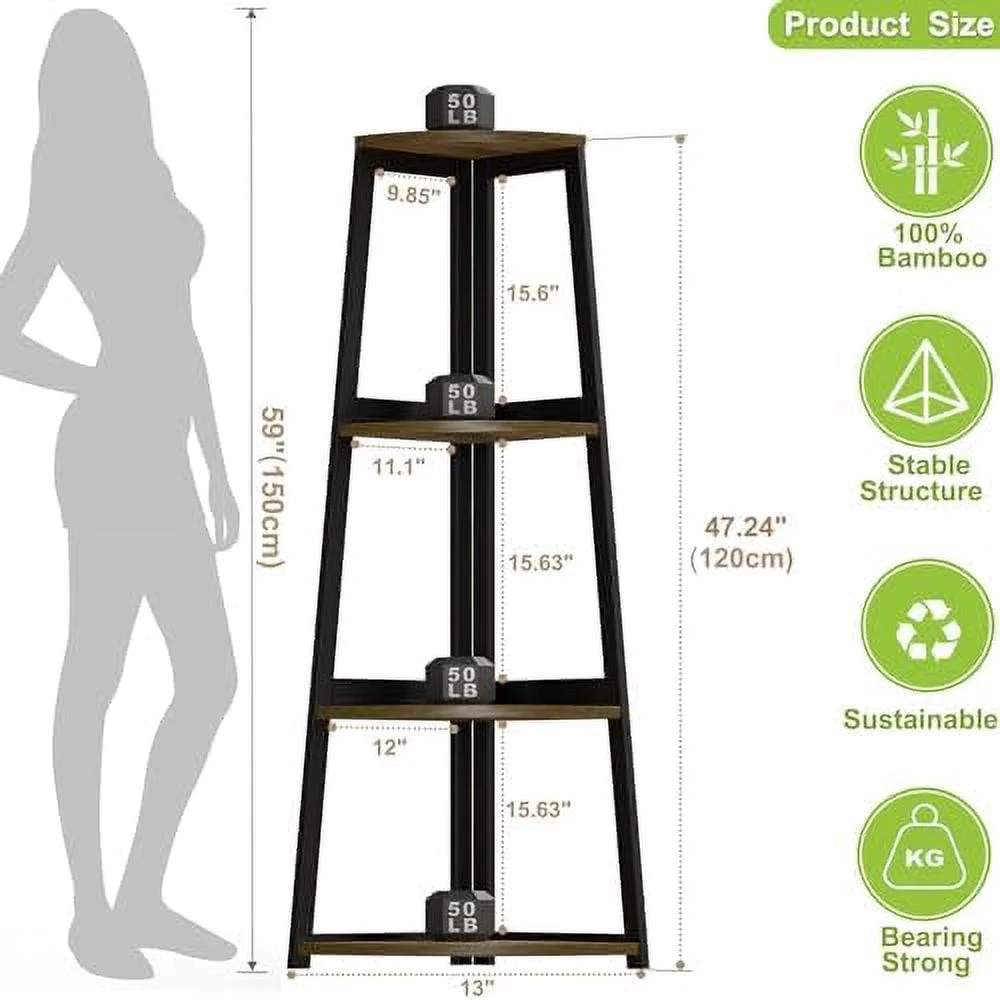 YPXNVTD Corner   5 Tier Corner Bookshelf  70 Inch Tall Modern Black Bookcase  Open Ladder Book Case for Living Room  Bedroom  Office  Kitchen (Black)