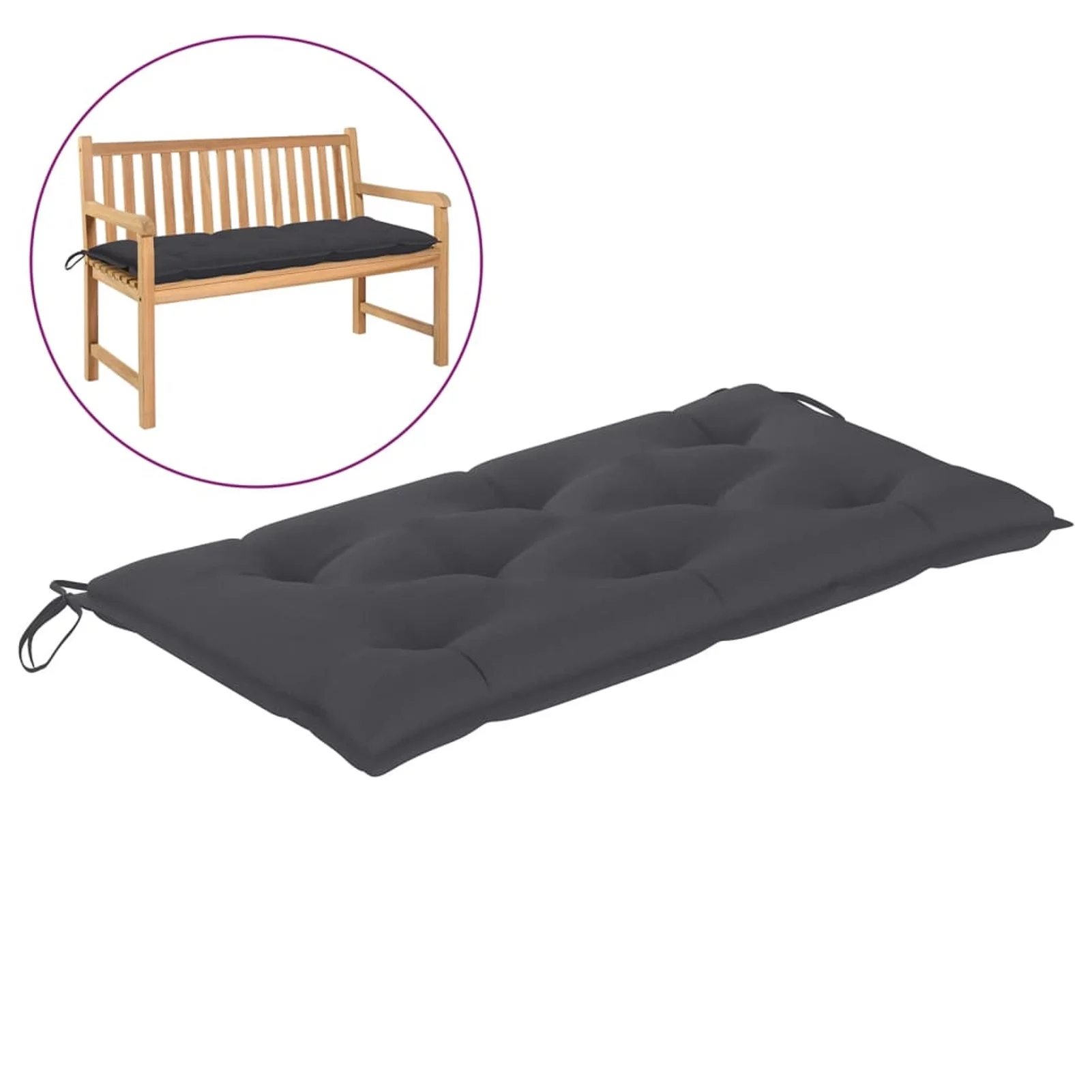 Tomshoo Garden Bench Cushion Anthracite 43.3