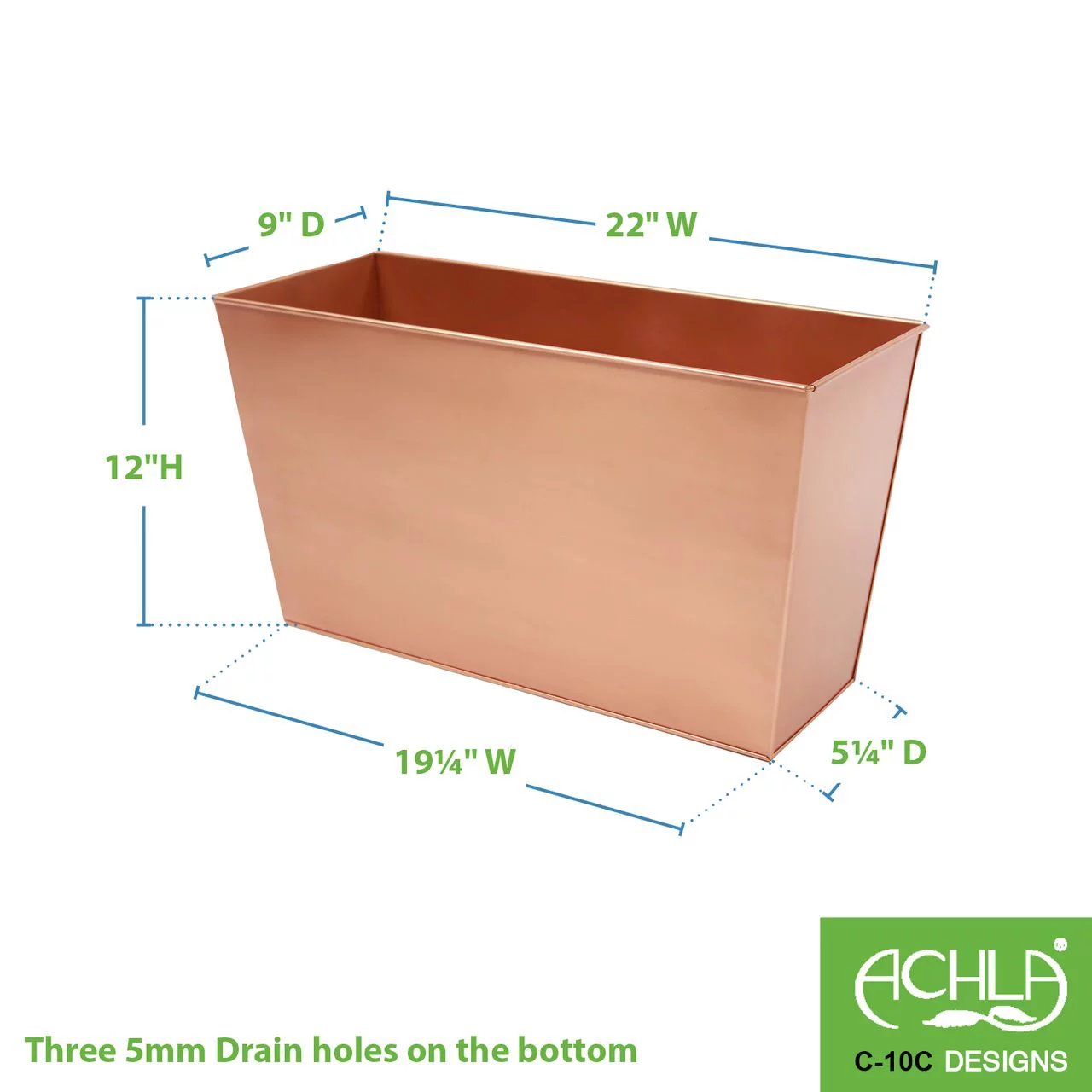 ACHLA Designs C-10C 22 in. Copper Plated Flower Box