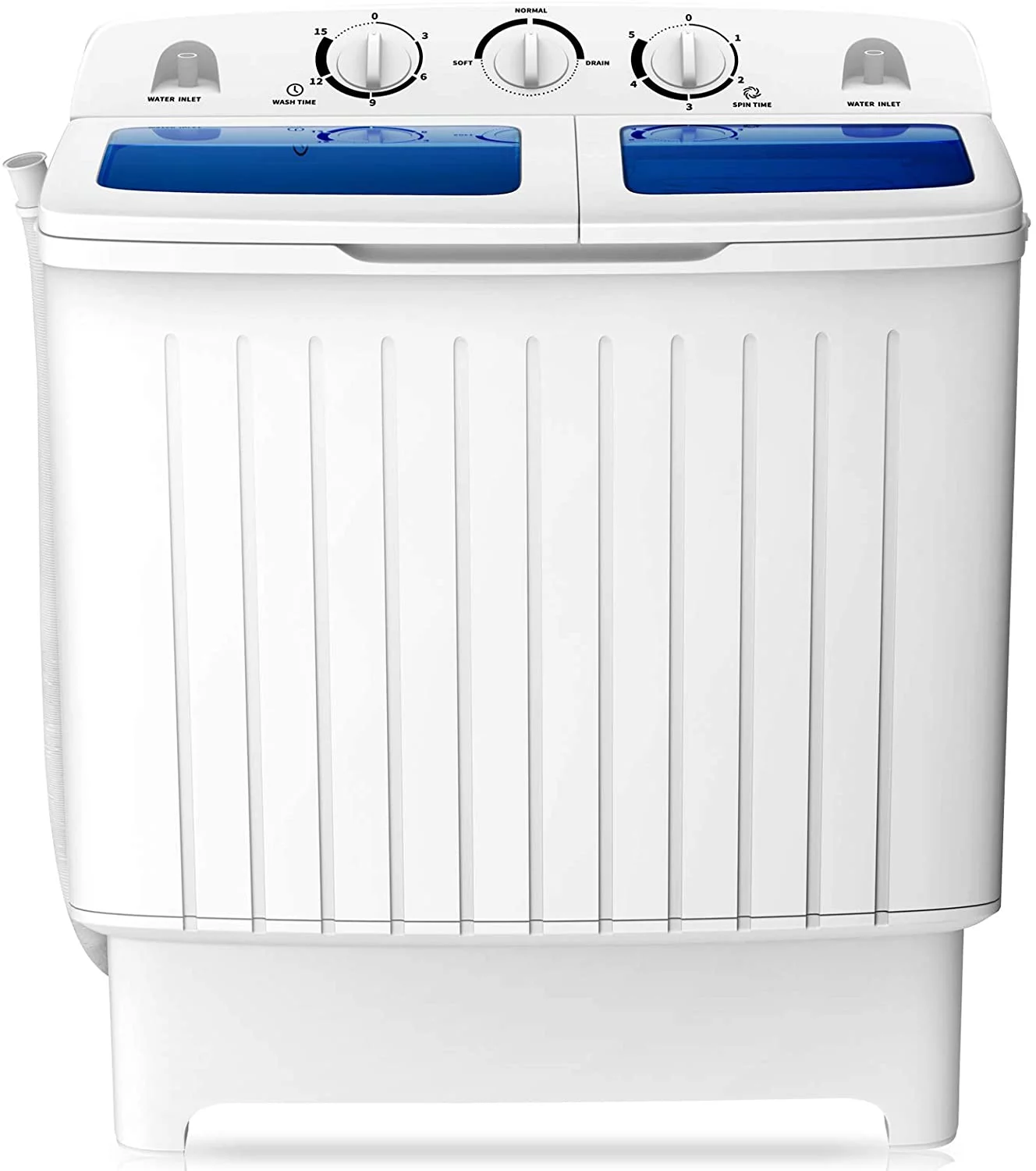 AUCHI  Portable Washing Machine, Twin Tub 20 Lbs Capacity, Washer(12 Lbs) and Spinner(8 Lbs), Durable Design, Timer Control, Compact Laundry Washer for RV, Apartments and Dorms, Blue+White