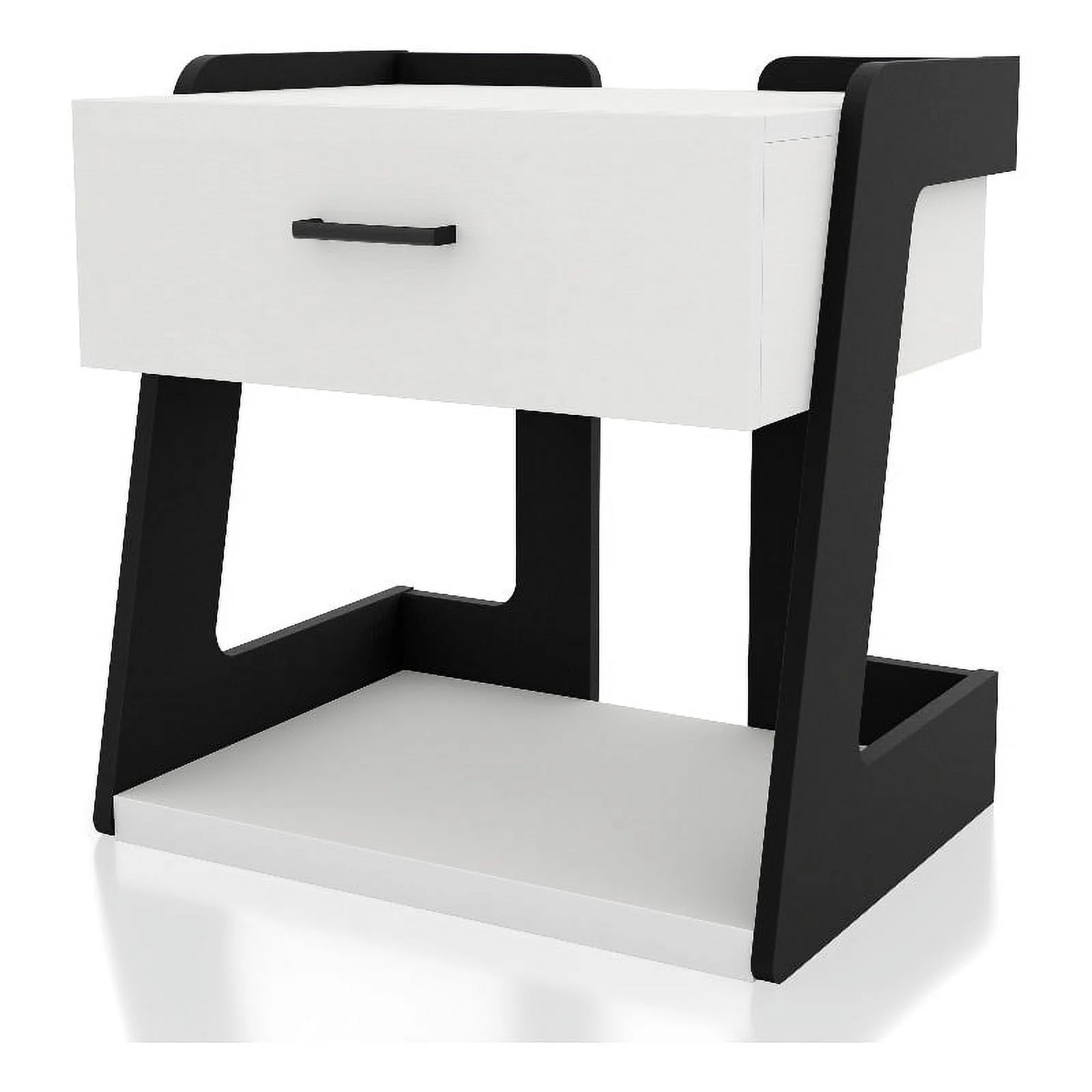 Bowery Hill Modern Wood 1-Drawer End Table with Shelf in White