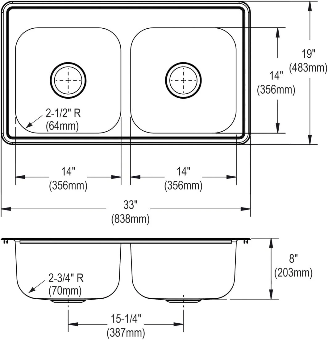 DSE233192 Dayton Kitchen Sink, 33 X 19, Satin