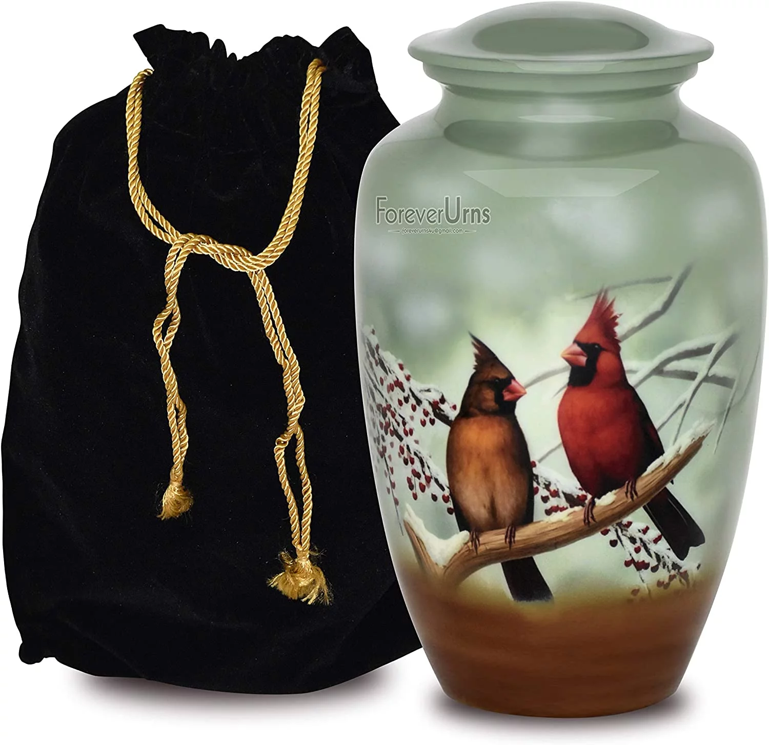 Extra Large Urns for Human Ashes, Customized Cardinal Adult Cremation Urn, 320 lbs with Velvet Bag.