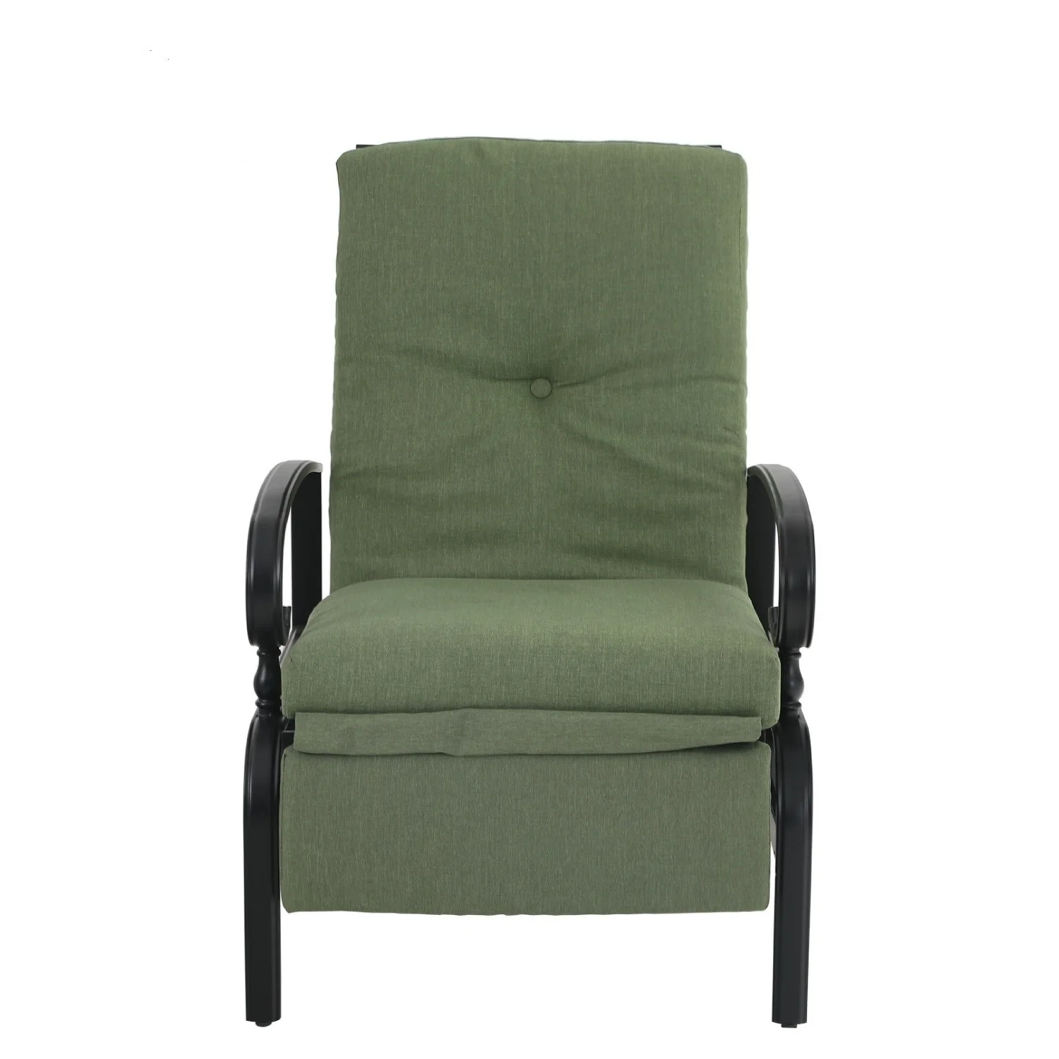 Outdoor Adjustable Cushioned Metal Patio Recliner Lounge Chair Green N/A