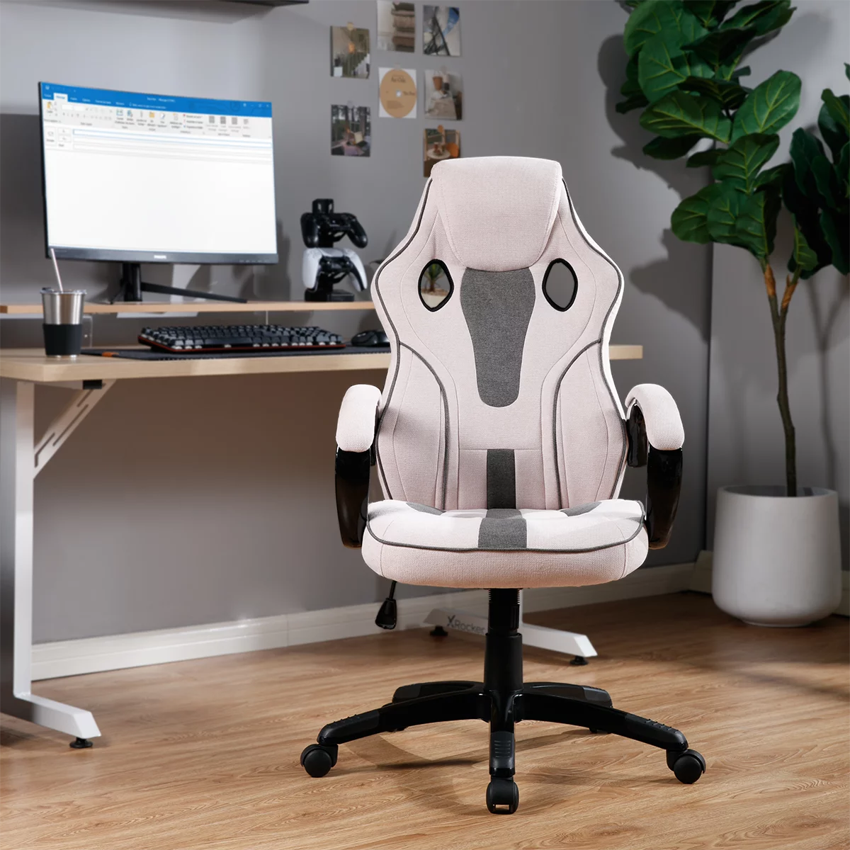 X Rocker Maverick PC Gaming Chair, Pink and Gray