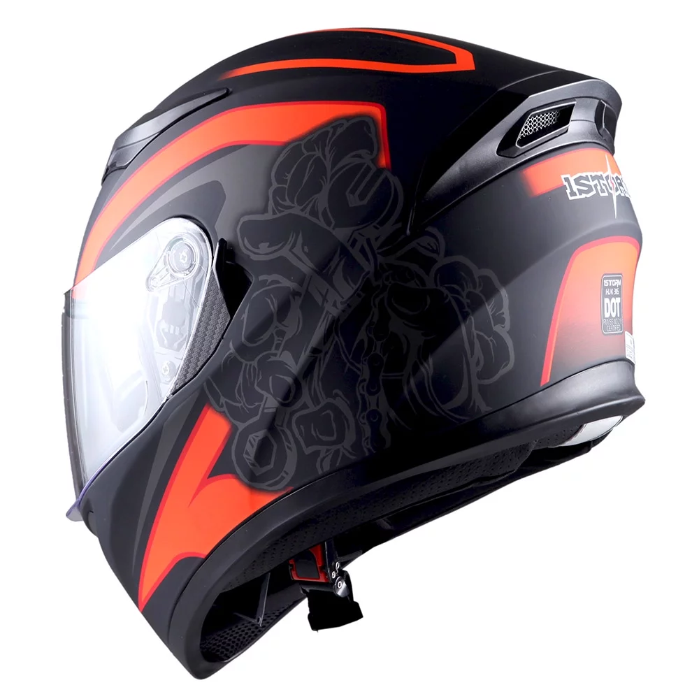 1Storm Motorcycle Full Face Helmet Street Bike Dual Visor/Sun Shield Mechanic Red