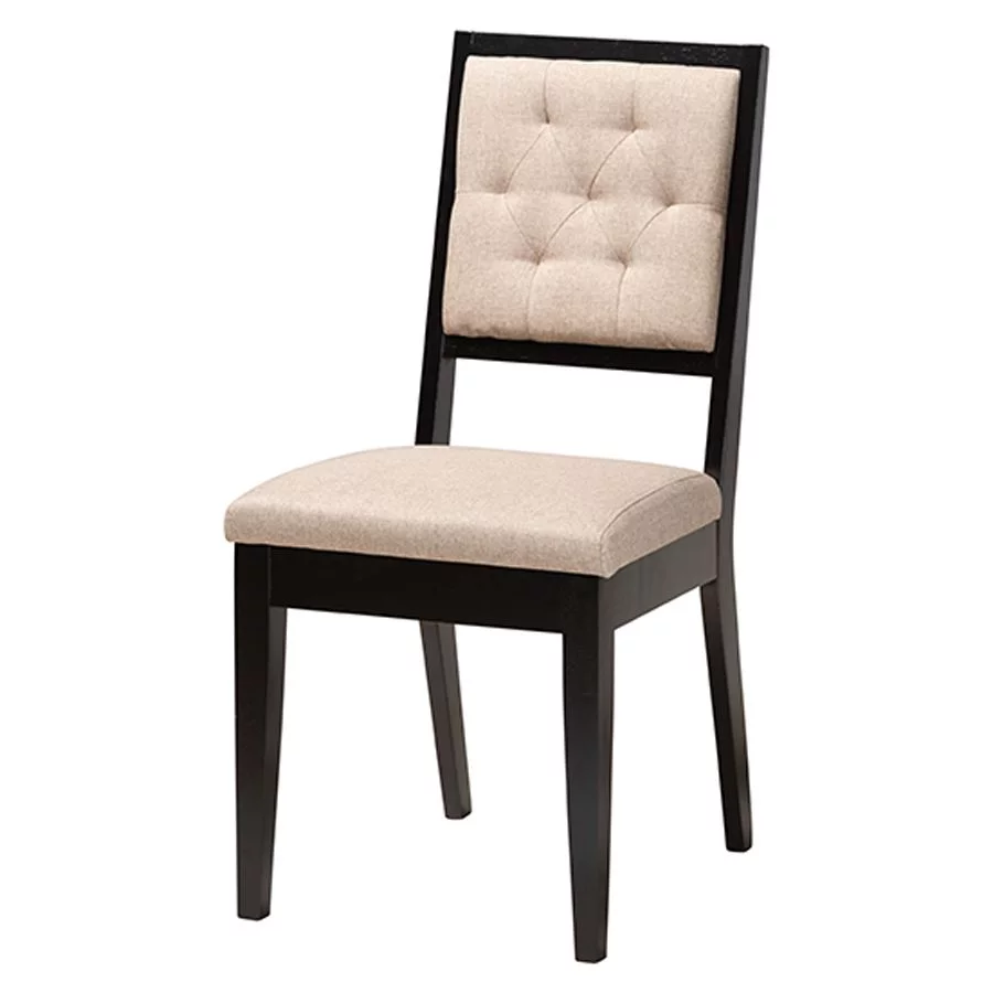 Baxton Studio Alani Modern Beige Fabric and Dark Brown Finished Wood 5-Piece Dining Set