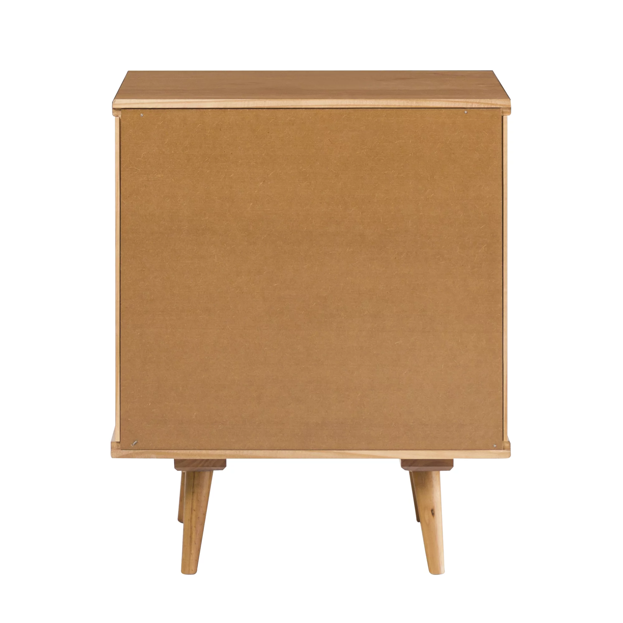 Walker Edison 24” Mid-Century Modern Groove Handle 1-Drawer Side Table, Caramel