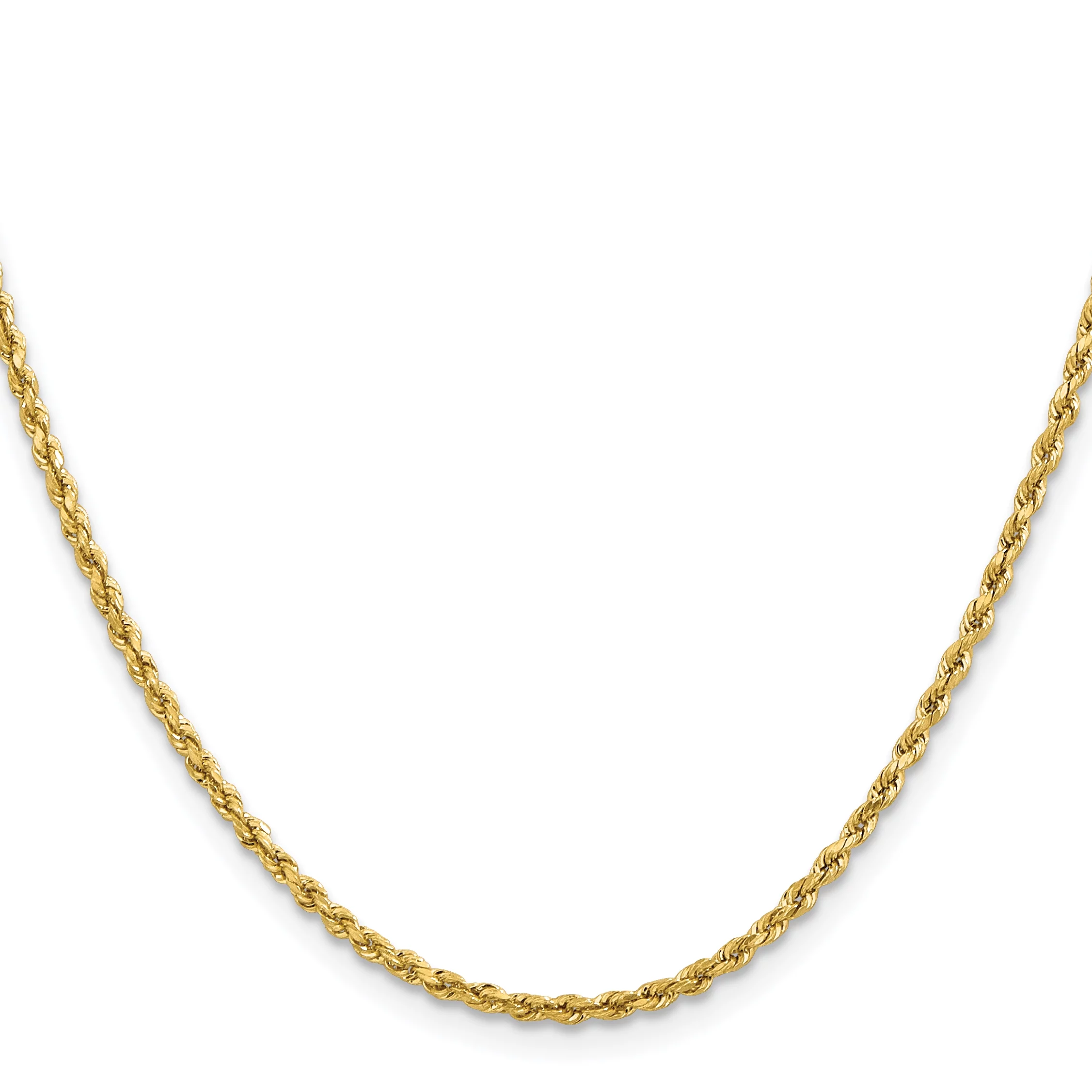 Carat in Karats 14K Yellow Gold 2mm Lightweight Diamond-Cut Rope With Lobster Clasp Chain Necklace 20'' Length