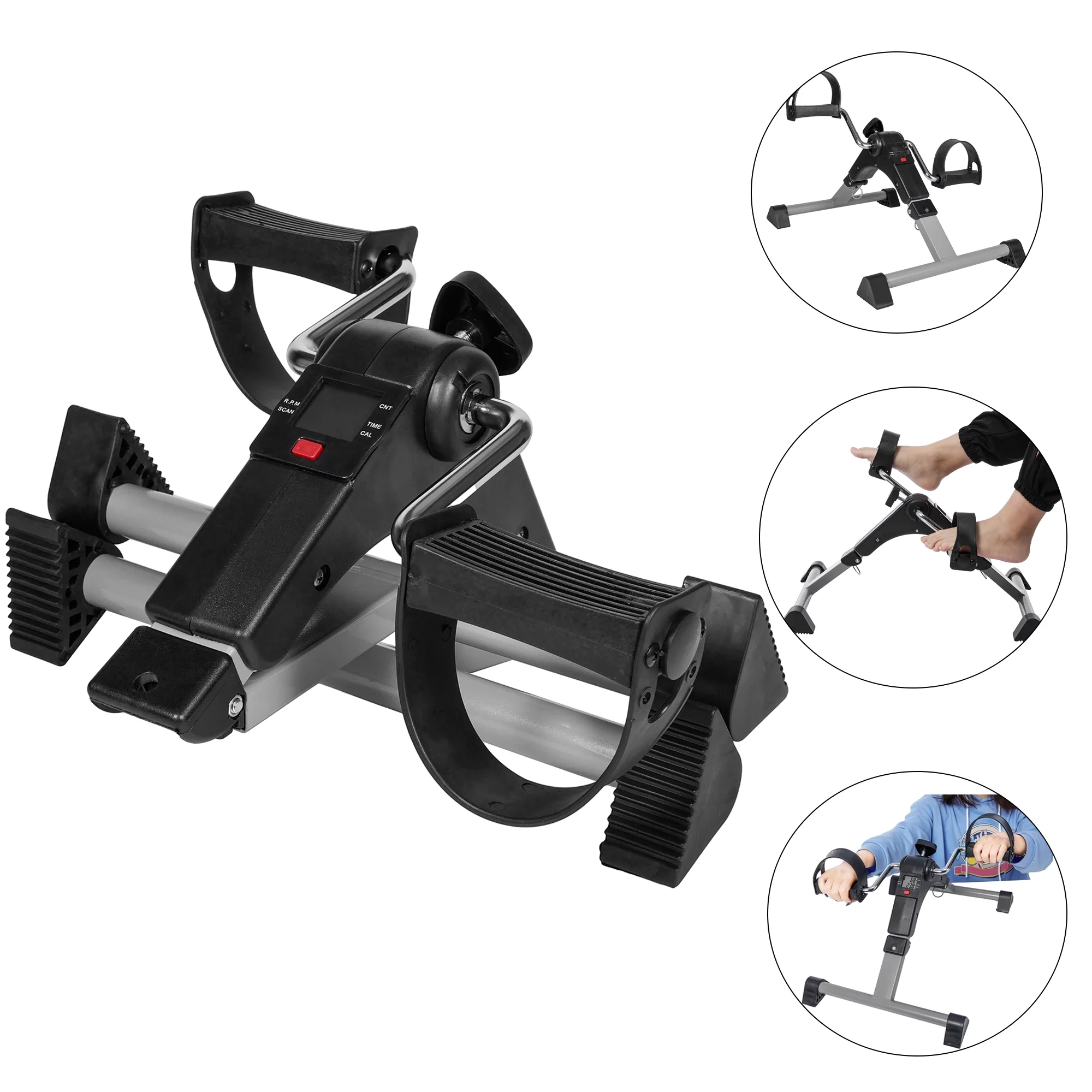 Portable Mini Exercise Bike Foldable Under Desk Bike Folding Portable Exercise Peddler Foot Peddler Desk Bike Portable Mini Exercise Bike  Folding Pedal Exerciser with LCD Screen Display