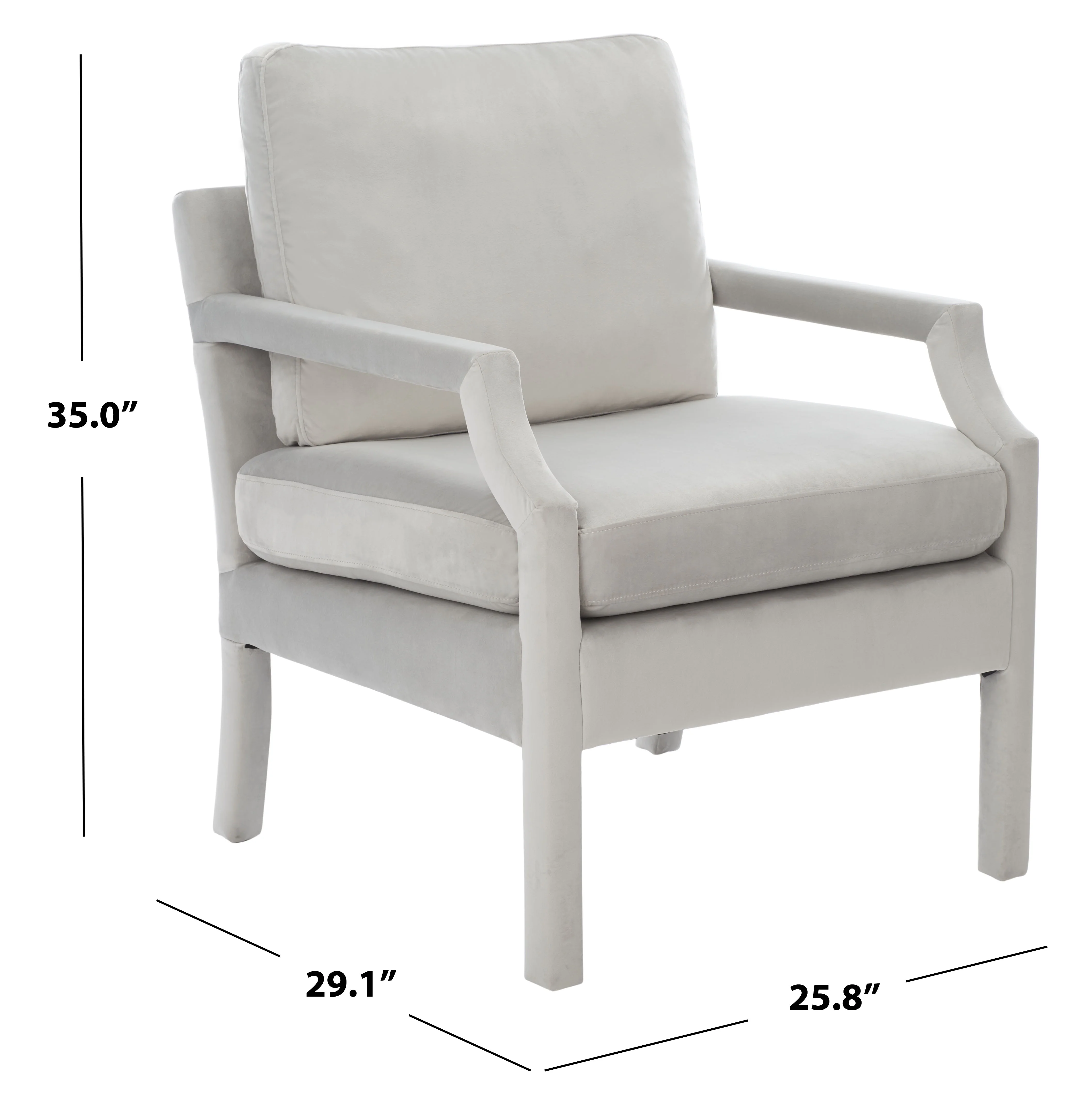 SAFAVIEH Genoa Modern Style Light Gray Upholstered Arm Chairs (25.8 in. W x 29.1 in. D x 35 in. H)
