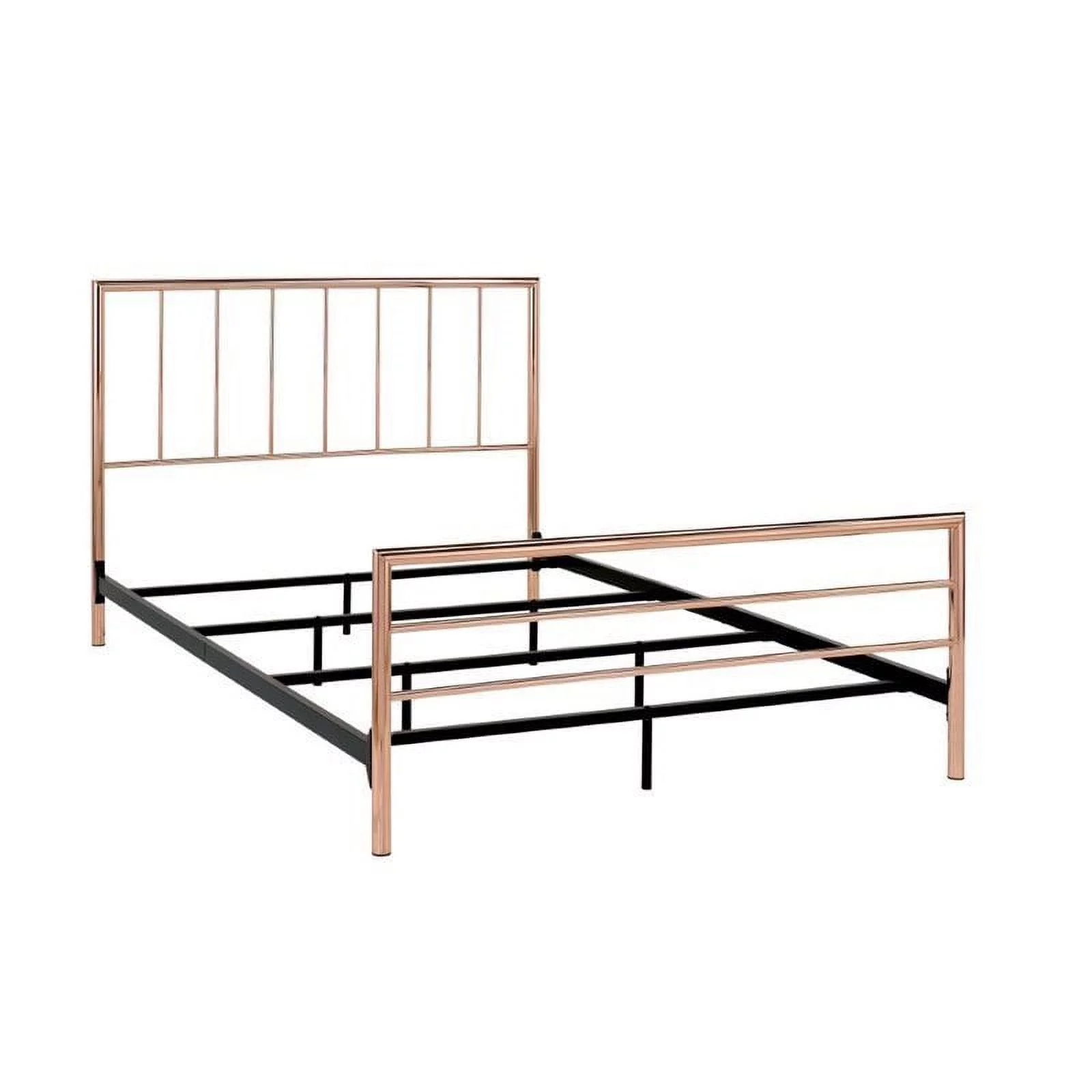 Furniture of America Constanza Metal Queen Slat Panel Bed in Rose Gold