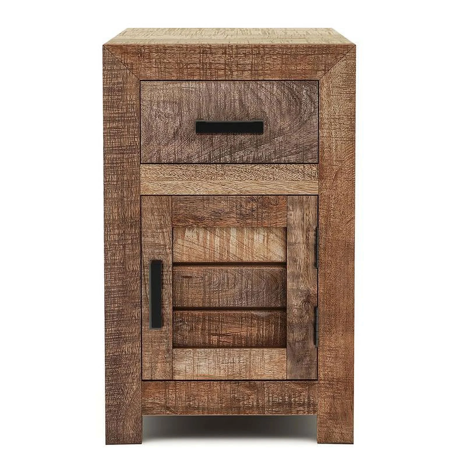 Home Square Rustic Solid Wood Storage Side Table in Natural Tone - Set of 2