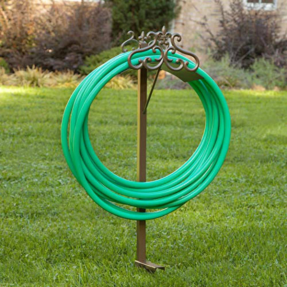 Hyde Park Decorative Metal  Hose Stand, Holds 125-Feet Of 5/8-Inch Hose, 41-Inch Height - Bronze